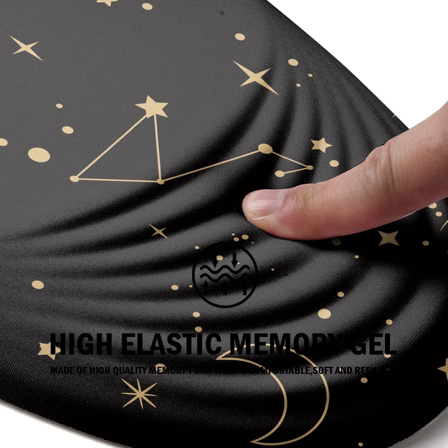 Ergonomic Mouse Pad with Wrist Rest Support,Mousepad Relief Carpal Tunnel Pain, Entire Memory Foam Mouse Pad with Non-Slip PU Base, Wireless Mouse Pad, Lovely Starry Sky