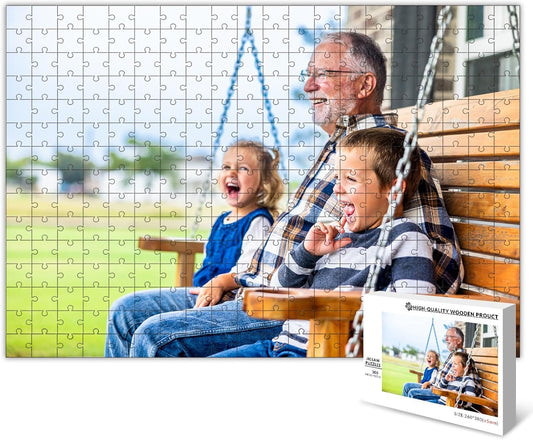 Custom Puzzle from Photos - Personalized 1000/500/300/200/120 Piece Jigsaw Puzzle for Adults & Kids, Unique Wooden Gift for Christmas, Wedding, Anniversary, Birthday