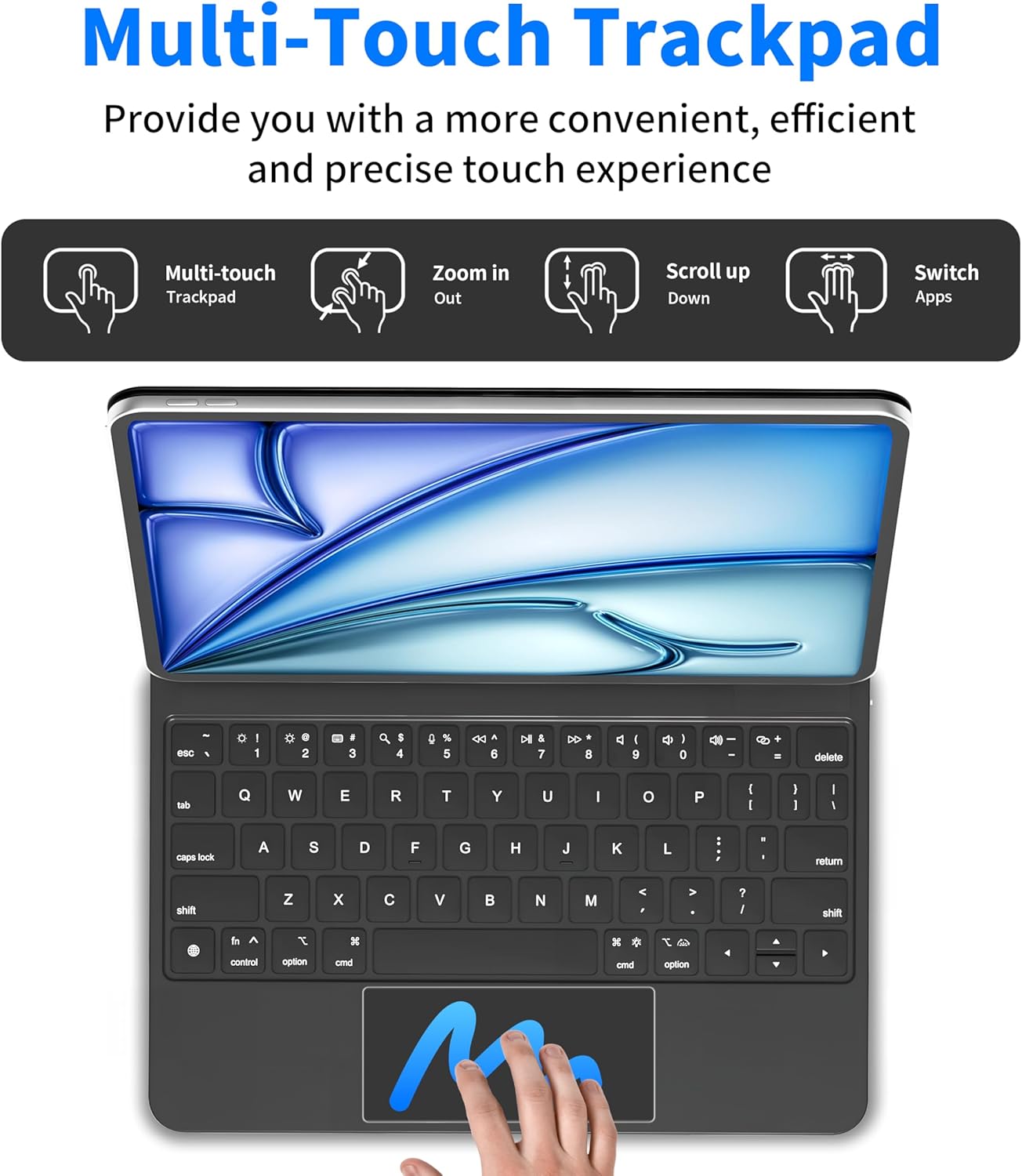 iPad Air 11 inch Case with Keyboard (M3 2025 / M2 2024) & iPad Pro 11 inch (4th/3rd/2nd/1st Gen), Magic Keyboard for 10.9" iPad Air (5th/4th Gen) with 7 Colors Backlight, Multi-Touch Trackpad