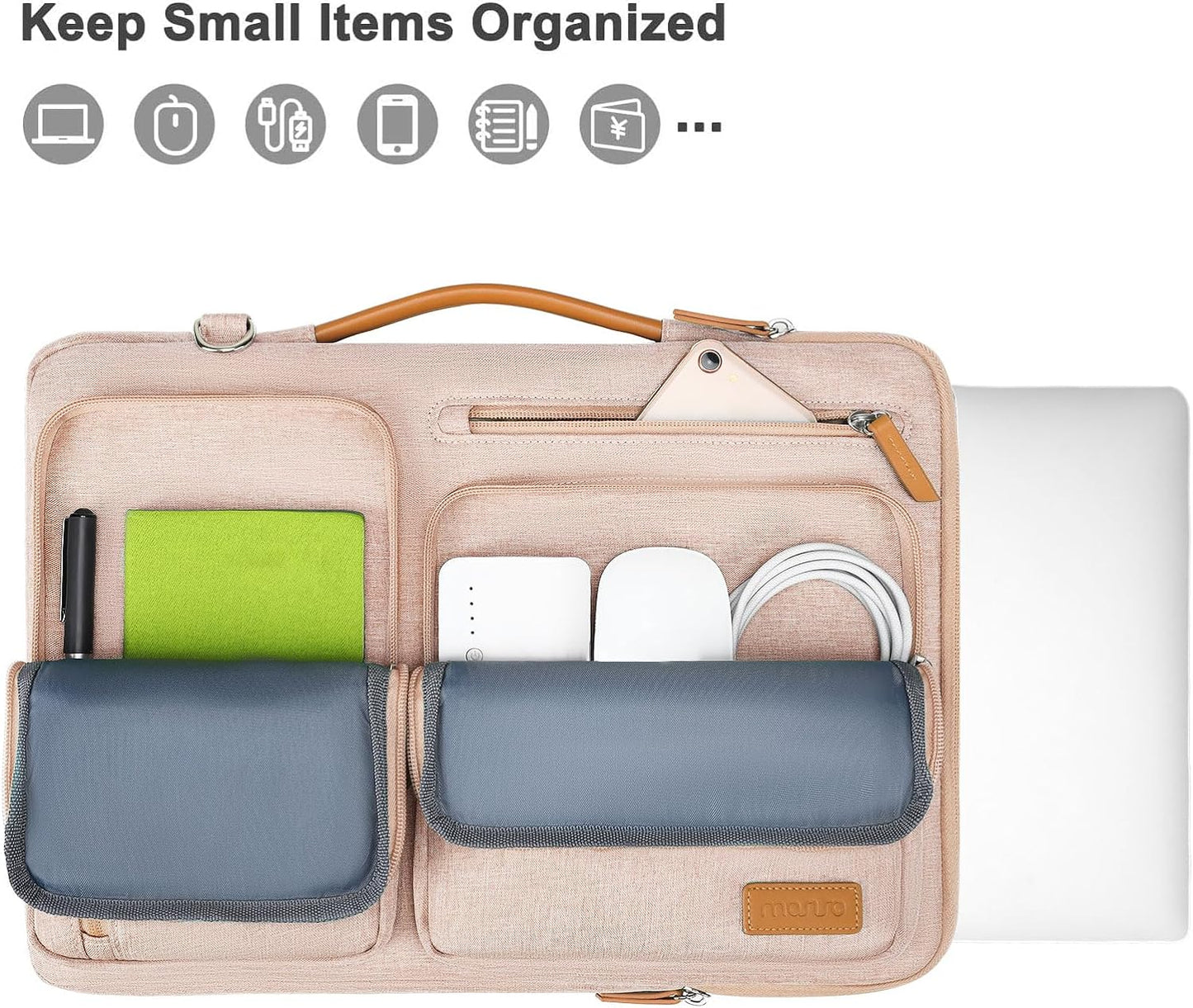 MOSISO 360 Protective Laptop Shoulder Bag,13-13.3 inch Computer Bag Compatible with MacBook, HP, Dell, Lenovo, Asus Notebook,Side Open Messenger Bag with 4 Zipper Pockets&Handle, Khaki