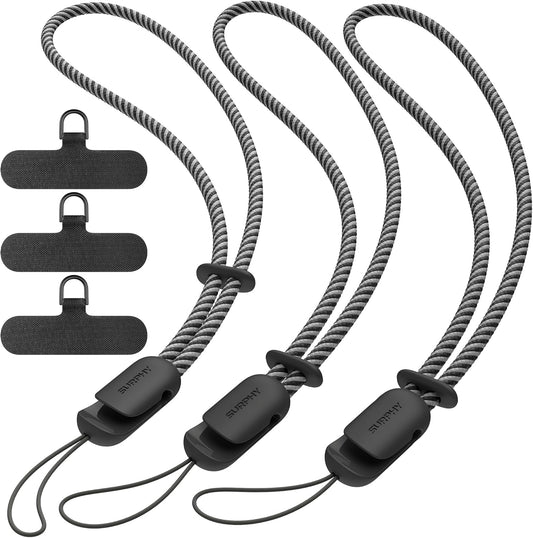 SURPHY 3 Pack Phone Wrist Strap with CellPhone Tether Tab, Cellphone Lanyard, Phone Strap with 2-Color Braided, Wrist Lanyard