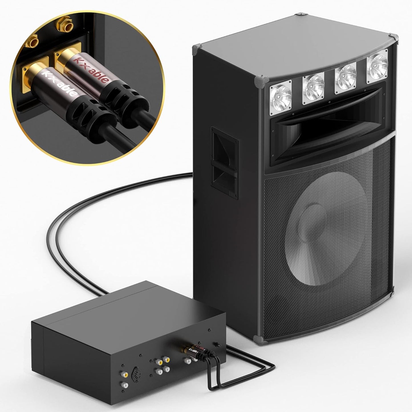 RCA Cable 50FT, 2RCA Male to 2RCA Male Stereo Audio Cable,【Oxygen-Free Copper, Hi-Fi Sound, Double Shielded】 2 RCA Car Audio Subwoofer Cord for Home Theater, HDTV, Amplifier, Hi-Fi System, Speaker