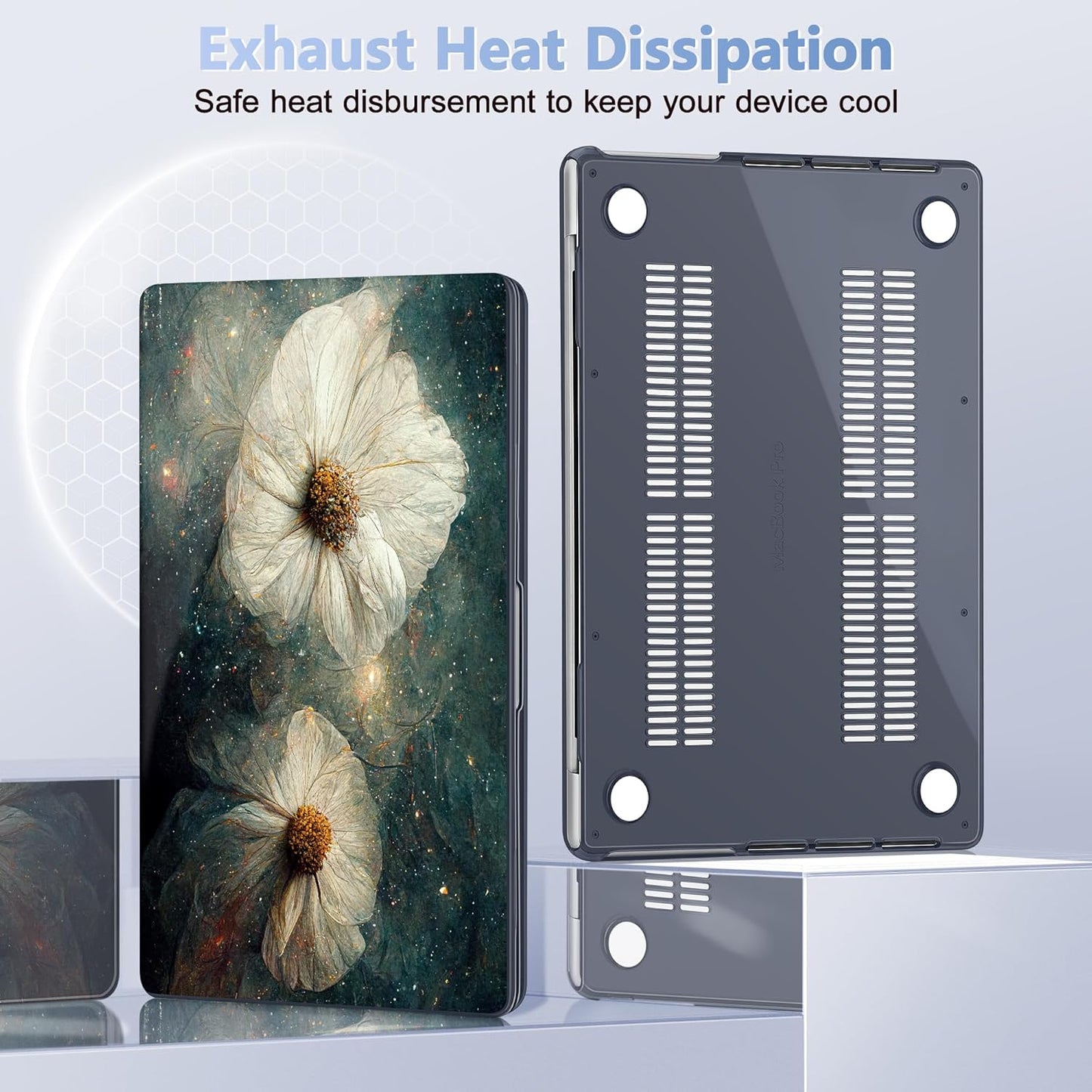 for MacBook Pro 16 inch Case 2021 2022 2023 2024 Release A3186 A3403 M4 A2991 M3 A2780 M2 A2485 M1 Pro/Max, Hard Shell Case with Screen Protector & Keyboard Cover, Sky Flower