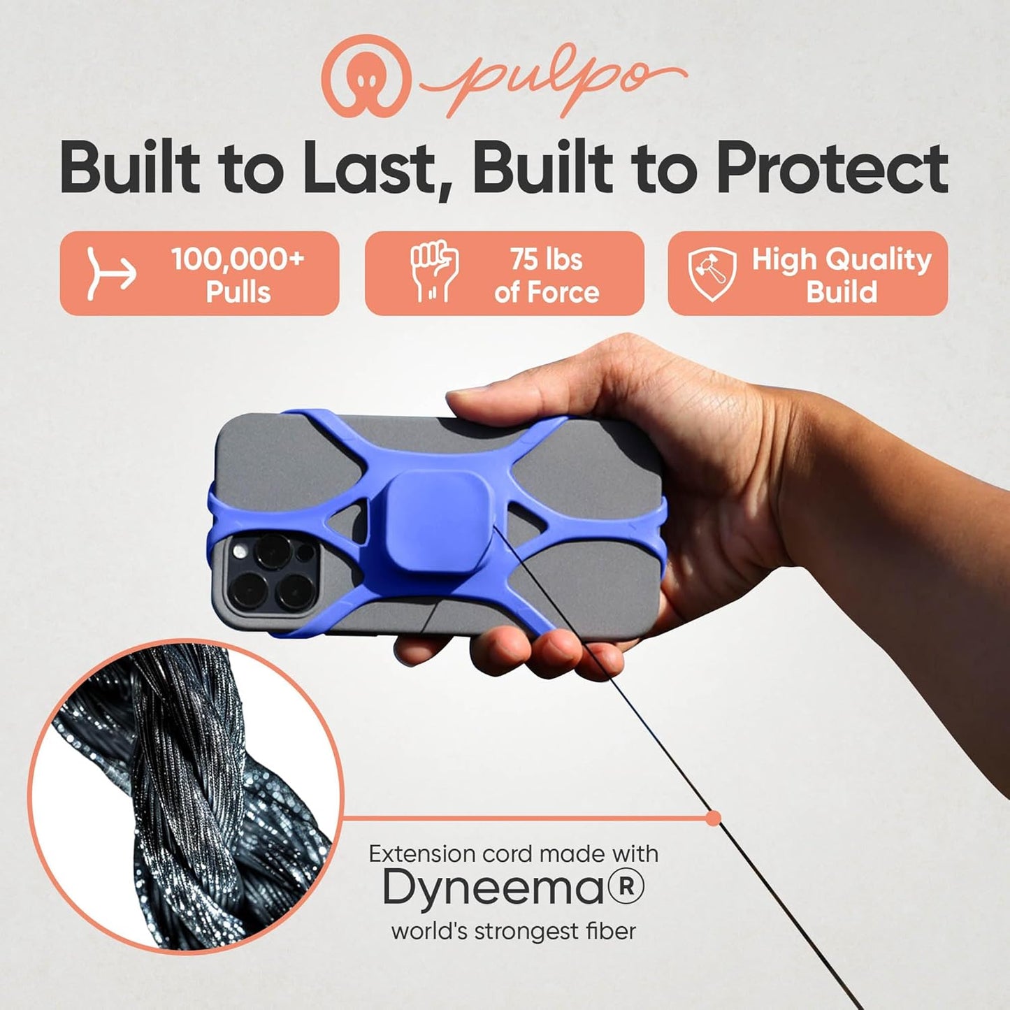 Pulpo Phone Leash Ash Lavender Fits Smartphones Up to 6.8" - Retractable Anti Theft Phone Tether for Skiing & Kayak Tether, Pickpocket Proof Cellphone Lanyard, Anti-Theft Cellphone Leash for Festival