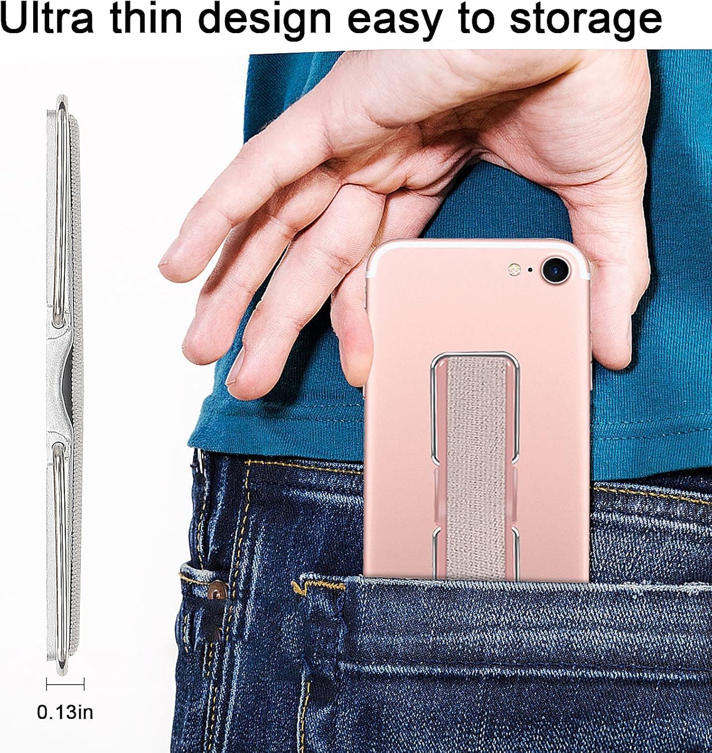 Phone Strap, CISID 4 Pcs Phone Finger Holder Back of Phone Grip with Stand Suitable for iPhone Samsung and Most Smartphones(Black Black Silver Rose Gold 4PCS)