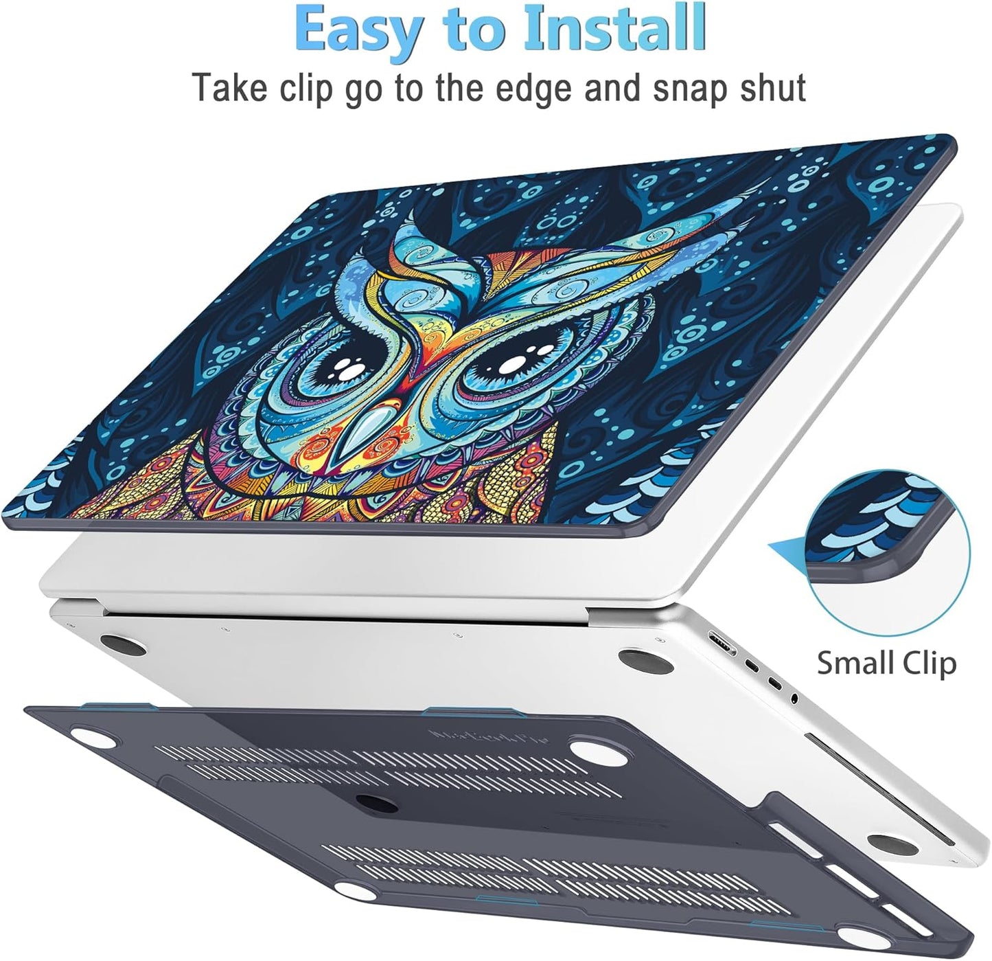 Mektron Case for MacBook Pro 16" M4 A3403 A3186 M3 A2991 M2 A2780 M1 A2485 (2021/2023/2024) Pro/Max with Touch ID, Hard Shell Plastic Laptop Cover Keyboard Cover Screen Protector, Owl