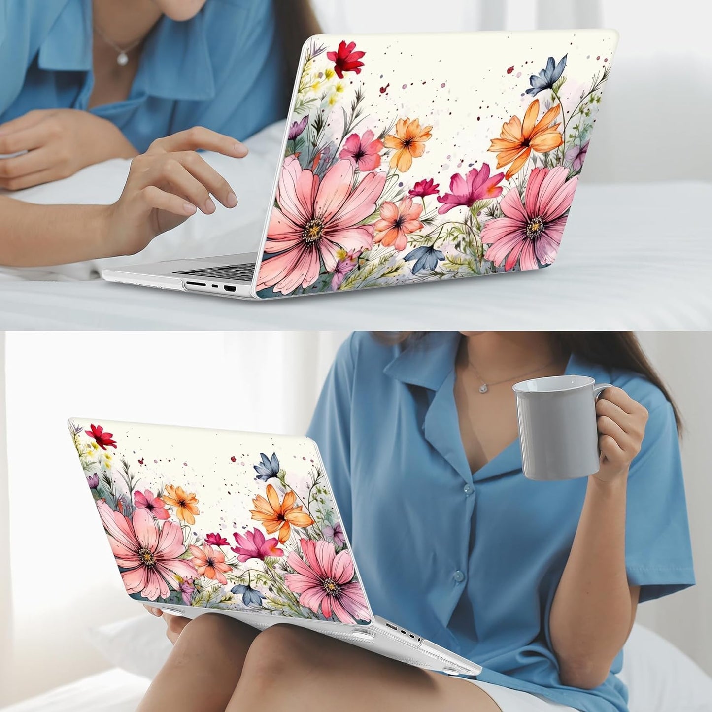 Mektron Case for MacBook Pro 16" M4 A3403 A3186 M3 A2991 M2 A2780 M1 A2485 (2021/2023/2024) Pro/Max with Touch ID, Hard Shell Plastic Laptop Cover Keyboard Cover Screen Protector, Colorful Floral