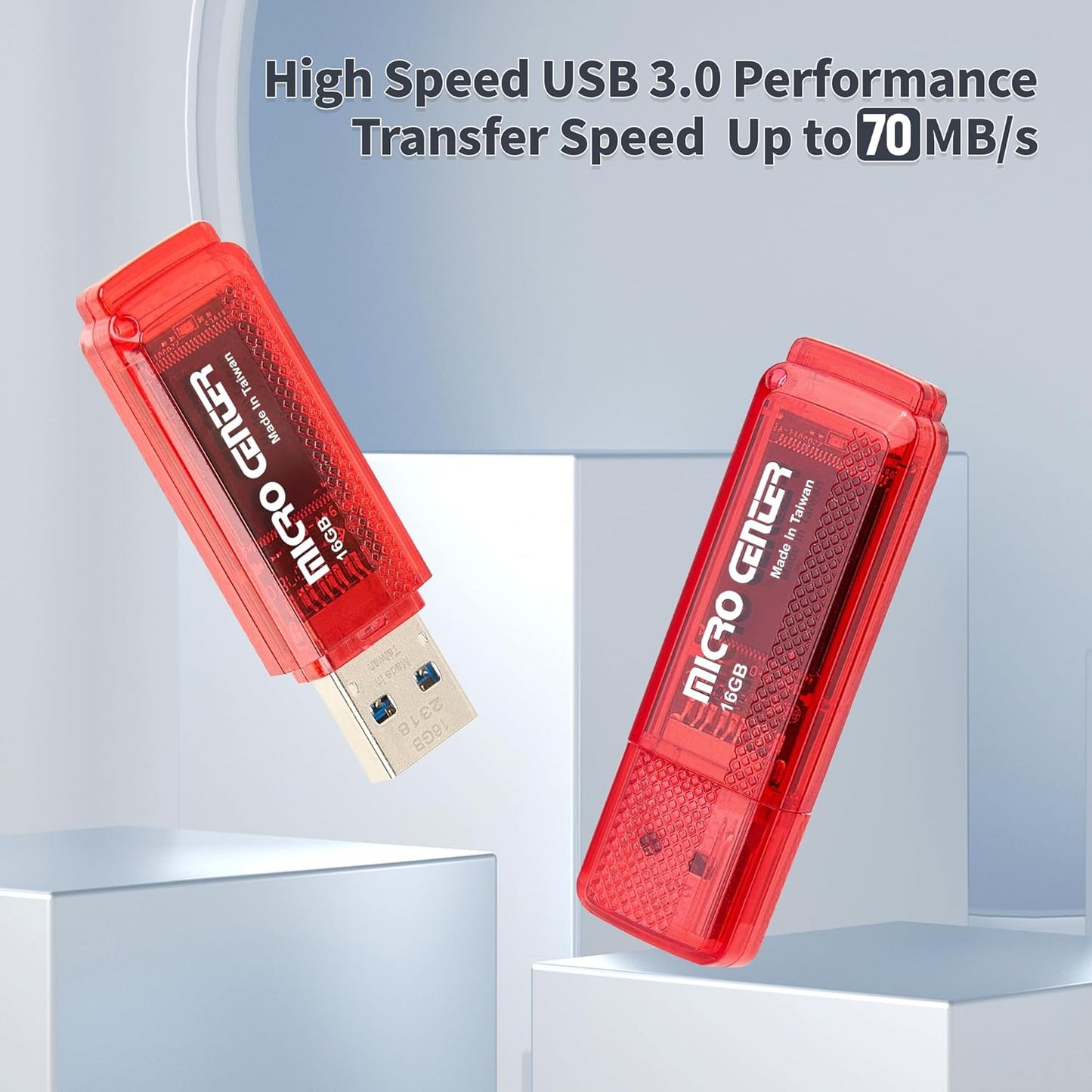 INLAND Micro Center Super Speed 5 Pack 16GB USB 3.0 Flash Drive Gum Size Memory Stick Thumb Drive Data Storage Jump Drive