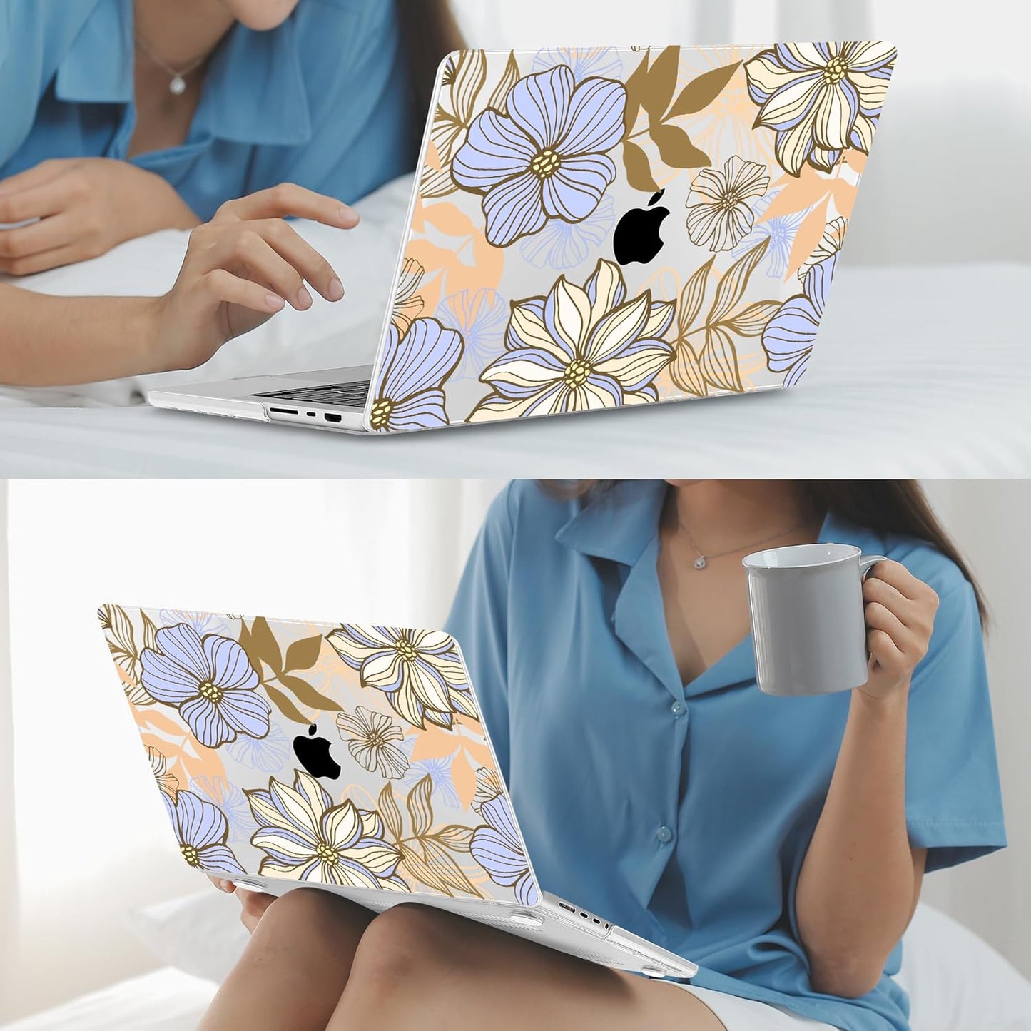 Mektron Case for MacBook Pro 16" M4 A3403 A3186 M3 A2991 M2 A2780 M1 A2485 (2021/2023/2024) Pro/Max with Touch ID, Hard Shell Plastic Laptop Cover Keyboard Cover Screen Protector, Abstract Floral