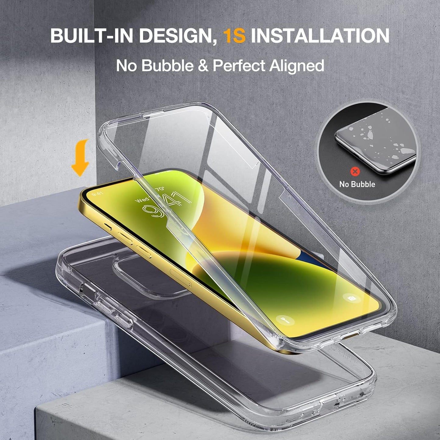 Miracase Glass Series Designed for iPhone 14 Plus Case 6.7 inch, 2023 Upgrade Full-Body Clear Bumper Case with Built-in 9H Tempered Glass Screen Protector and Camera Lens Protector,Clear