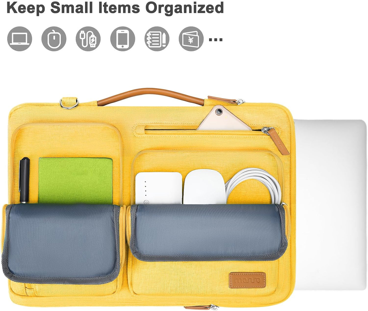 MOSISO 360 Protective Laptop Shoulder Bag,13 inch Computer Bags Compatible with MacBook Air M4 M3 M2 M1 2025-2018/Pro 13 2025-2016,Side Open Messenger Bag with 4 Zipper Pockets, Yellow