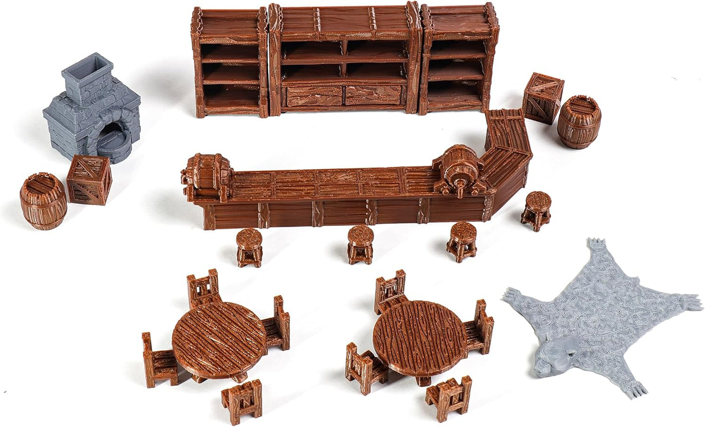Tavern Bar Furniture Set, D&D Terrain, 3D Printed Tabletop RPG Scenery and Wargame Terrain 28mm Dungeon Miniatures