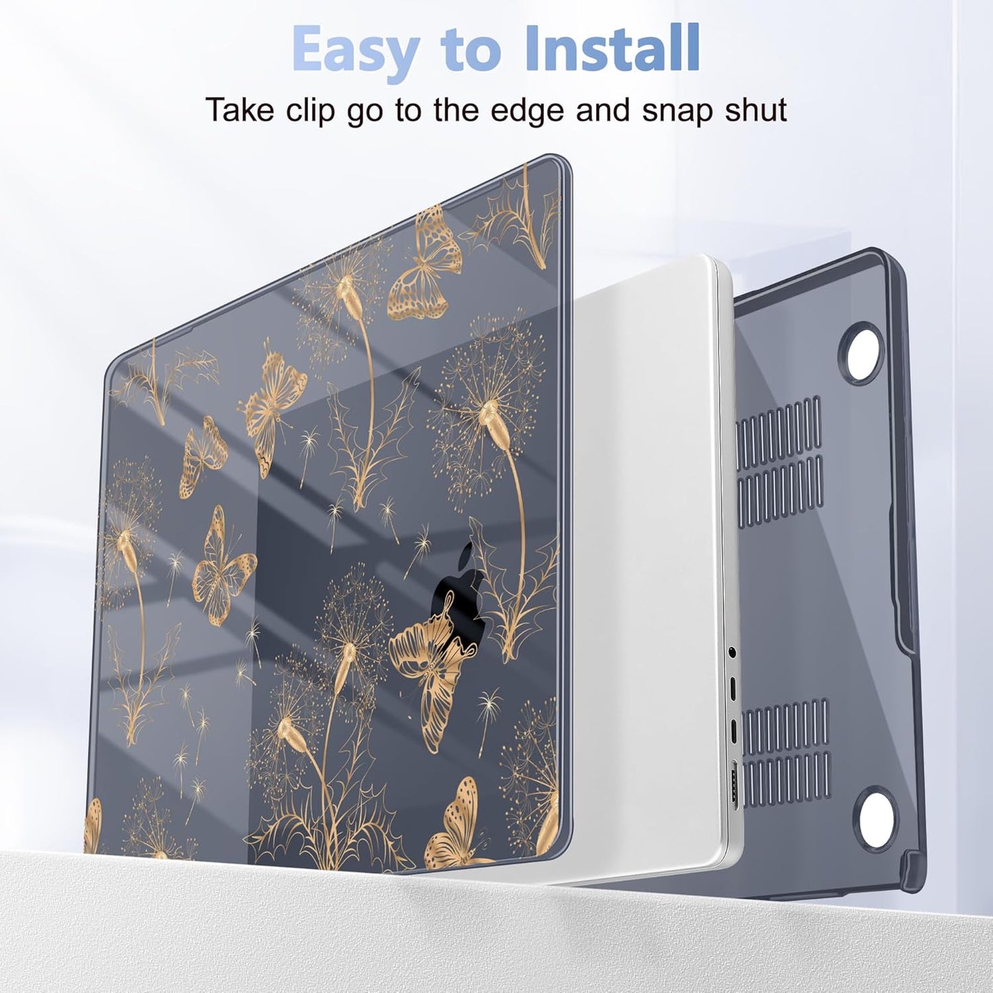 for MacBook Pro 16 inch Case 2021 2022 2023 2024 Release A3186 A3403 M4 A2991 M3 A2780 M2 A2485 M1 Pro/Max, Hard Shell Case with Screen Protector & Keyboard Cover, Butterflies