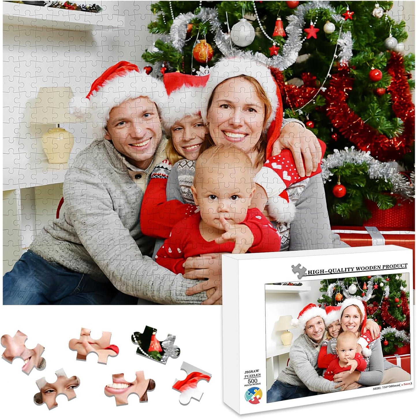 Custom Puzzle 120/200/300/500/1000/1500 Pieces, Personalized Puzzle from Your Own Photos, Customized Picture Jigsaw Puzzle Gift for Christmas Wedding Birthday Family