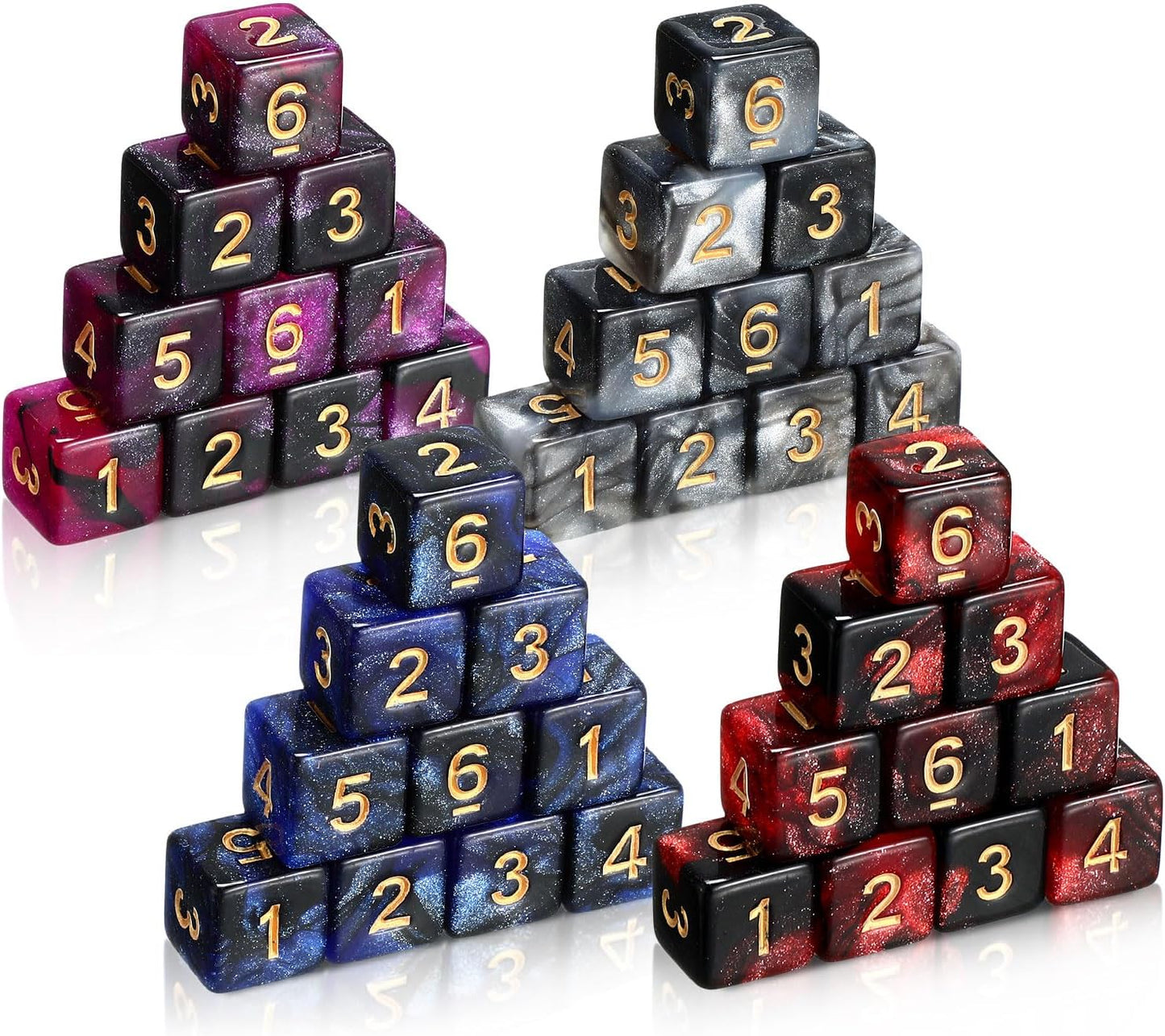 Poen 40 Pcs 16mm Dice Set Bulk, 6 Sided Standard Colored Dices with Numbers, D6 Polyhedral Games Dice for Board Games, Parties (Vibrant Color)