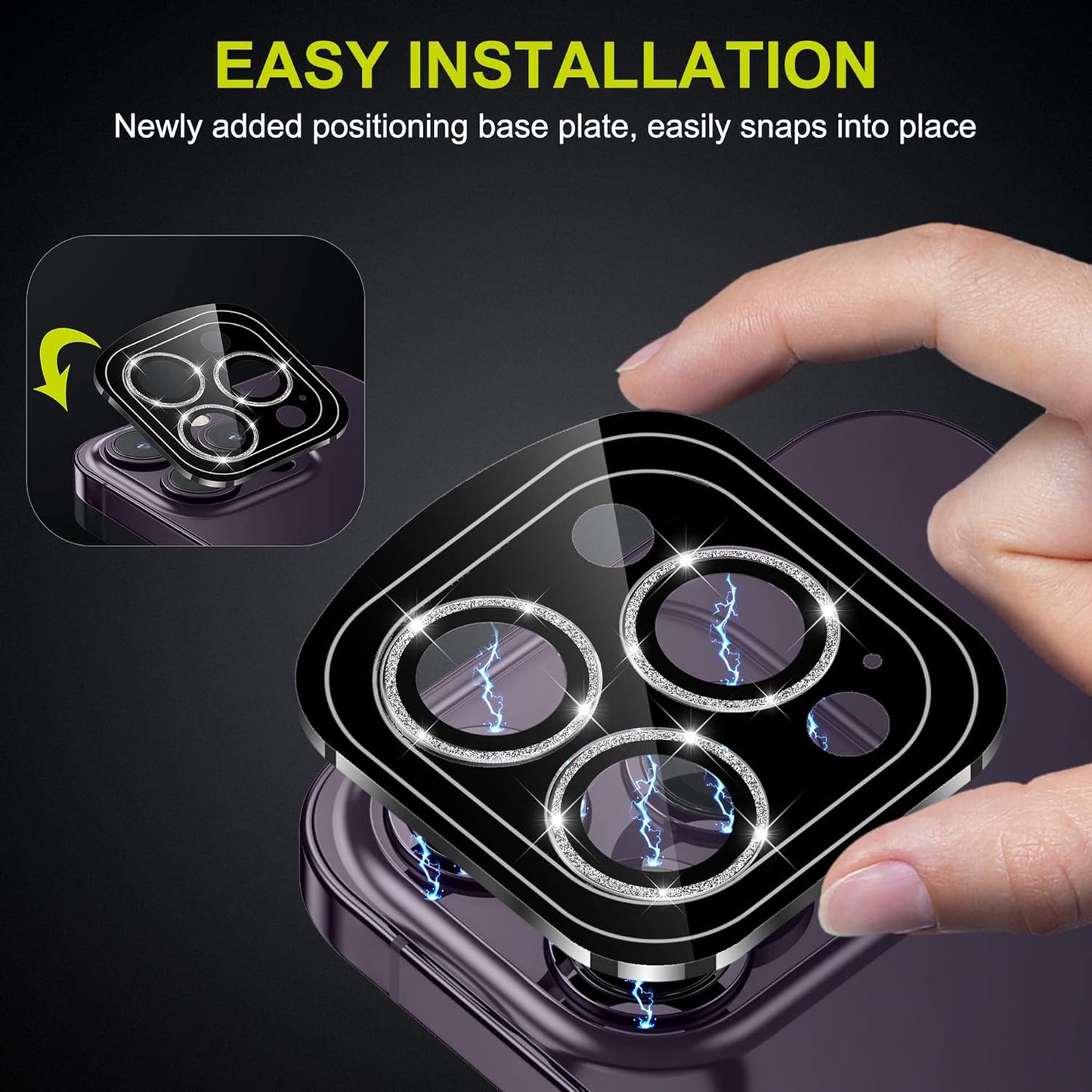 WSKEN for iPhone 14 Pro/iPhone 14 Pro Max Camera Lens Protector,[Night Shooting Mode] HD Tempered Metal Glass Camera Screen Protector Cover Film Accessories, Glitter