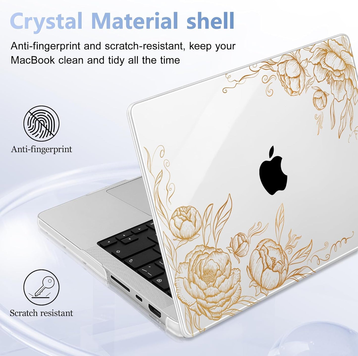 for MacBook Pro 16 inch Case 2021 2022 2023 2024 Release A3186 A3403 M4 A2991 M3 A2780 M2 A2485 M1 Pro/Max, Hard Shell Case with Screen Protector & Keyboard Cover, Floral P294