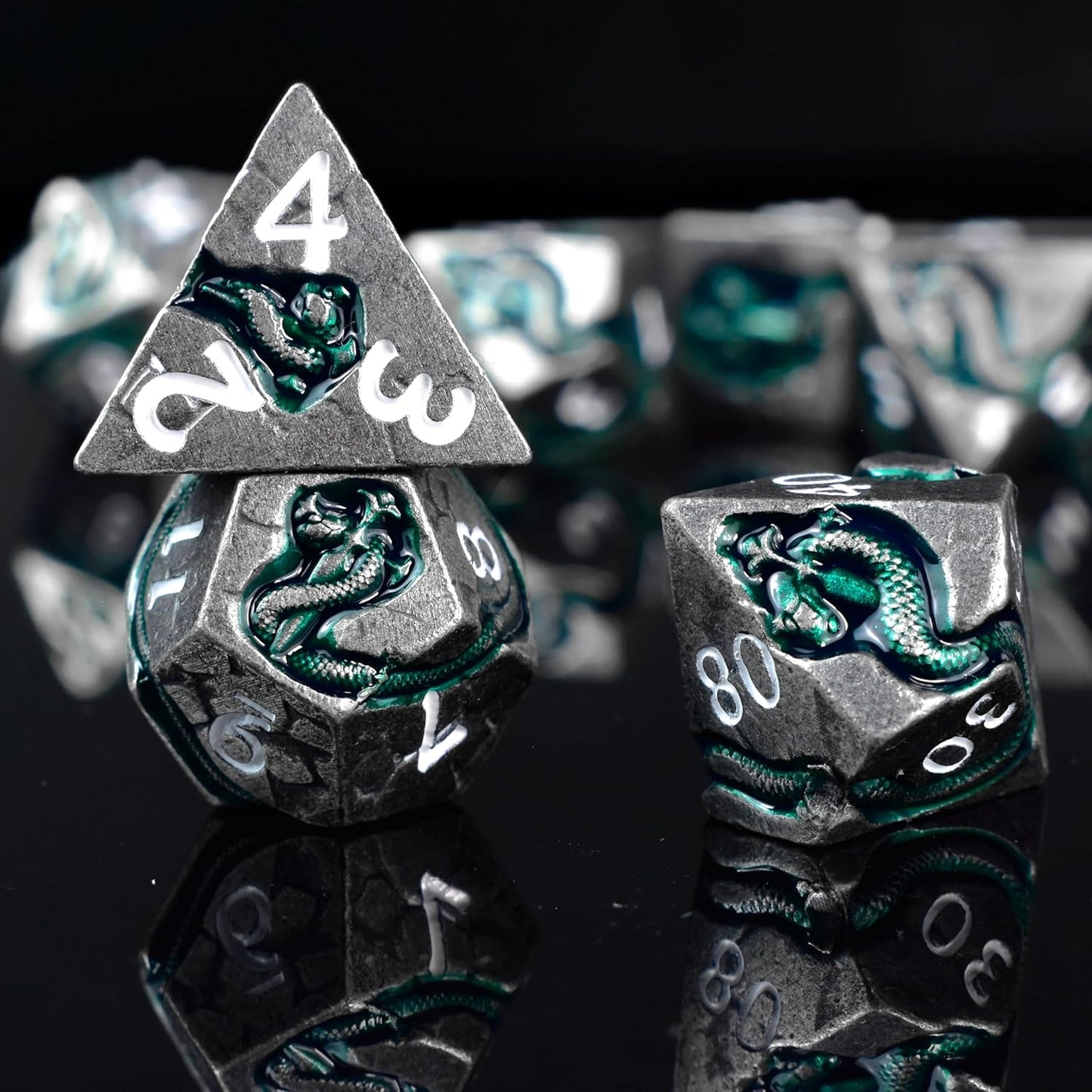RULE DICE Serpent's Cunning DND Dice Set - Metal Dungeons and Dragons Dice for Players & DMS - Balanced Polyhedral D&D Dice, Unique D and D Gift for GMS and Players