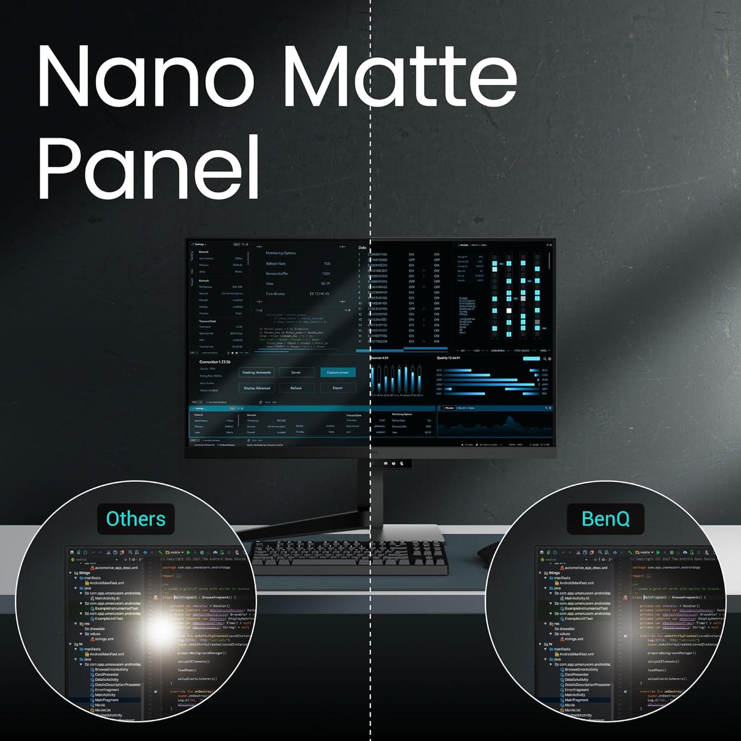 BenQ RD320U 32” 4K 3840x2160 Programming Monitor with 2000:1 Contrast Ratio, Nano Matte Panel, Backlight, 90W USB-C, Coding Modes, Night Hours Protection, Ergonomic Design, and Eye-Care Technology