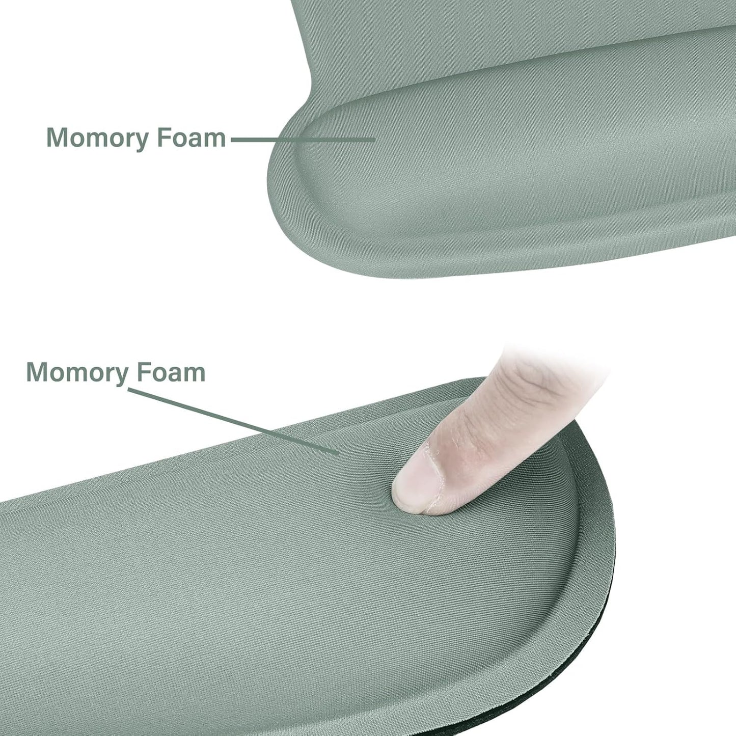 MOSISO Wrist Rest Support for Mouse Pad & Keyboard Set, Ergonomic Mousepad Non-Slip Base Home/Office Pain Relief & Easy Typing Cushion with Neoprene Cloth & Raised Memory Foam, Antique Green