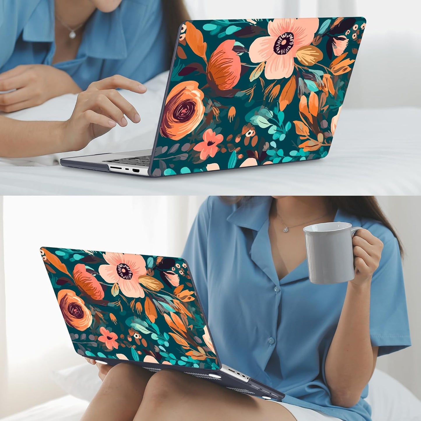 Mektron Case for MacBook Pro 16" M4 A3403 A3186 M3 A2991 M2 A2780 M1 A2485 (2021/2023/2024) Pro/Max with Touch ID, Hard Shell Plastic Laptop Cover Keyboard Cover Screen Protector, Abstract Florals