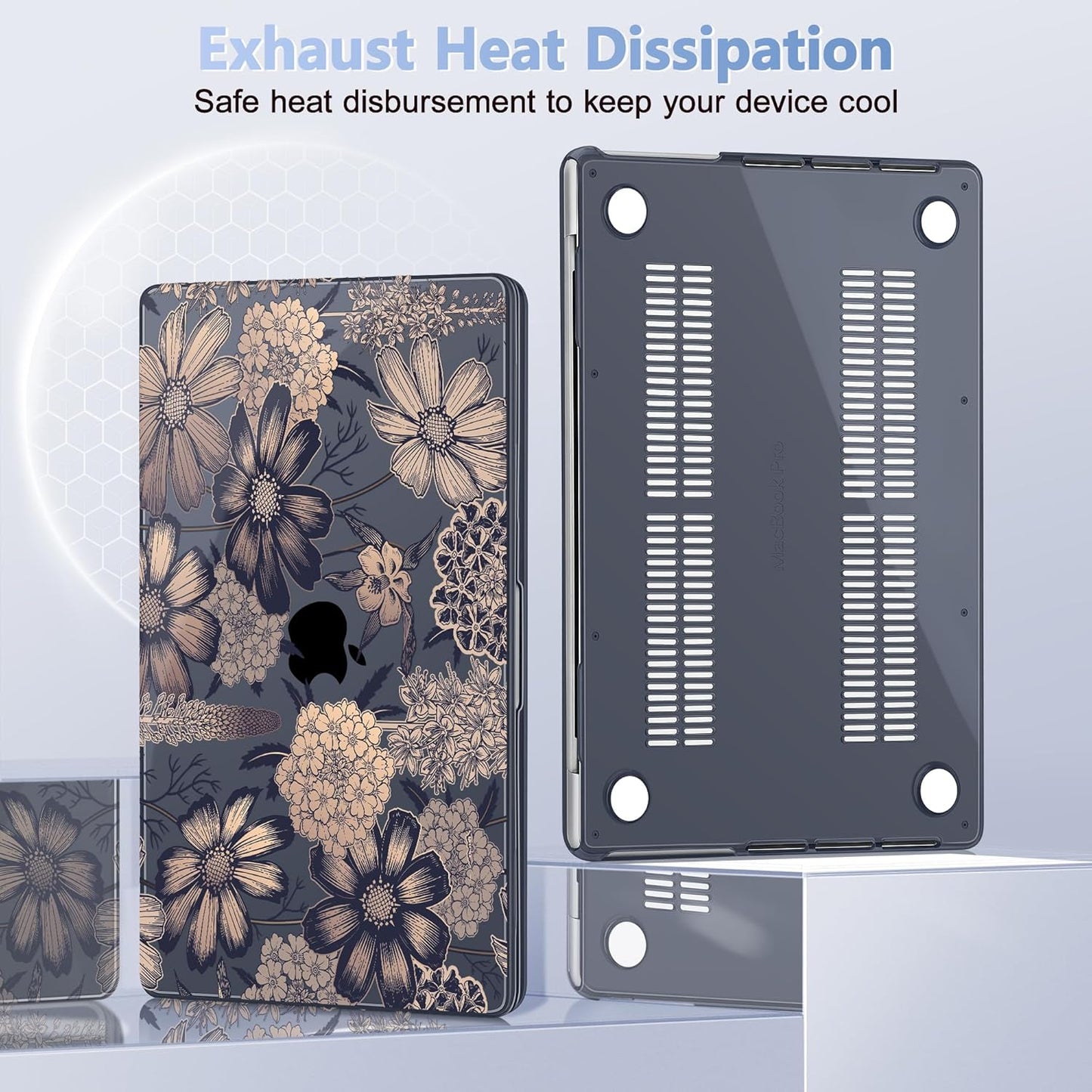 for MacBook Pro 16 inch Case 2021 2022 2023 2024 Release A3186 A3403 M4 A2991 M3 A2780 M2 A2485 M1 Pro/Max, Hard Shell Case with Screen Protector & Keyboard Cover, Spring Floral