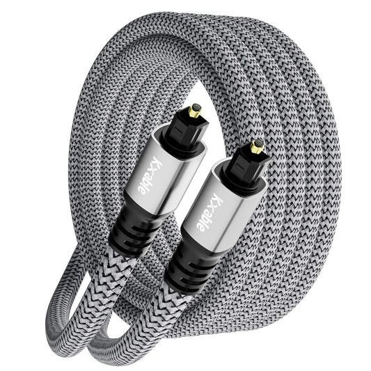 Optical Audio Cable 40 FT, Digital Audio Cable, Toslink Fiber Optic Cord, [Nylon Braided, Slim Aluminum Shell, Gold Plated Connector], for Home Theater, Sound Bar, PS4, Xbox, TV and More