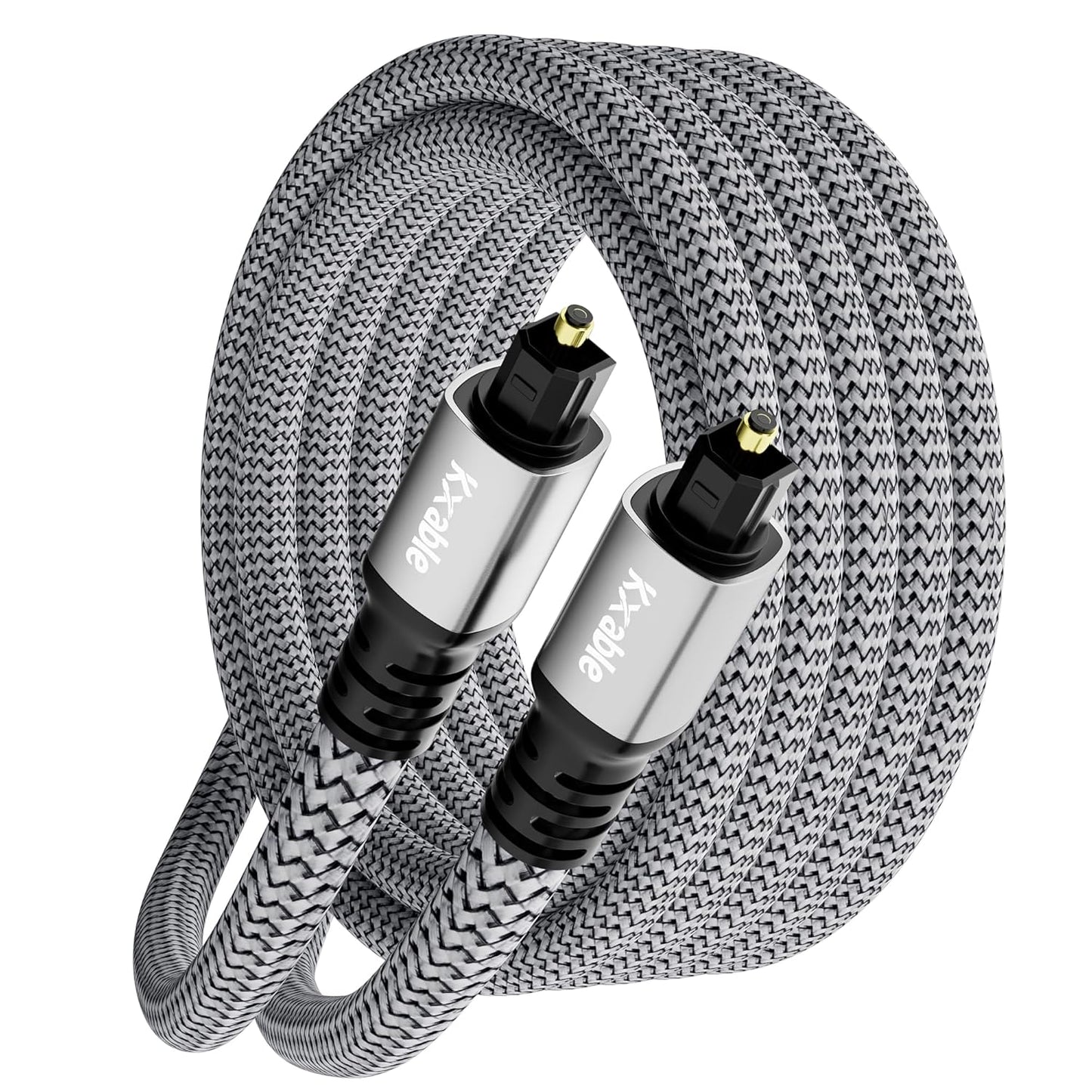Optical Audio Cable 30 FT, Digital Audio Cable, Toslink Fiber Optic Cord, [Nylon Braided, Slim Aluminum Shell, Gold Plated Connector], for Home Theater, Sound Bar, PS4, Xbox, TV and More