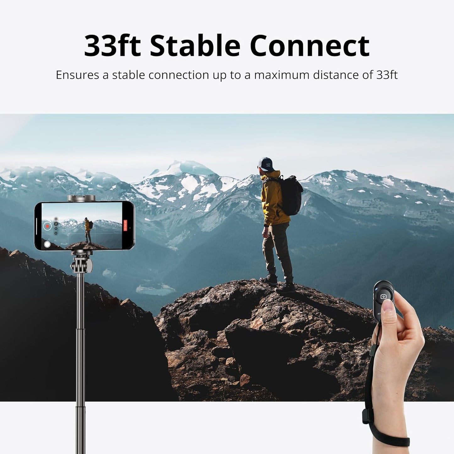 ATUMTEK Camera Remote Shutter for iPhone and Android Smartphones (2 Pack), Wireless Phone Remote Control Selfie Button for Photos and Videos (Bluetooth 5.2), Wrist Strap Included, Black Stylish