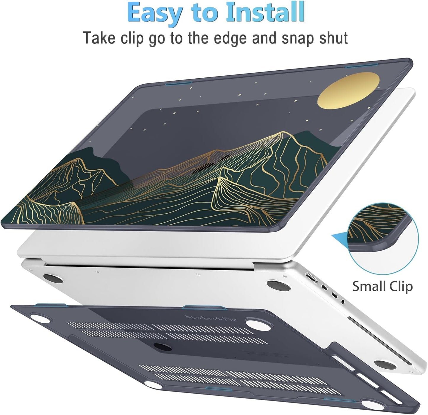 Mektron Case for MacBook Pro 16" M4 A3403 A3186 M3 A2991 M2 A2780 M1 A2485 (2021/2023/2024) Pro/Max with Touch ID, Hard Shell Plastic Laptop Cover Keyboard Cover, Abstract Mountain C112