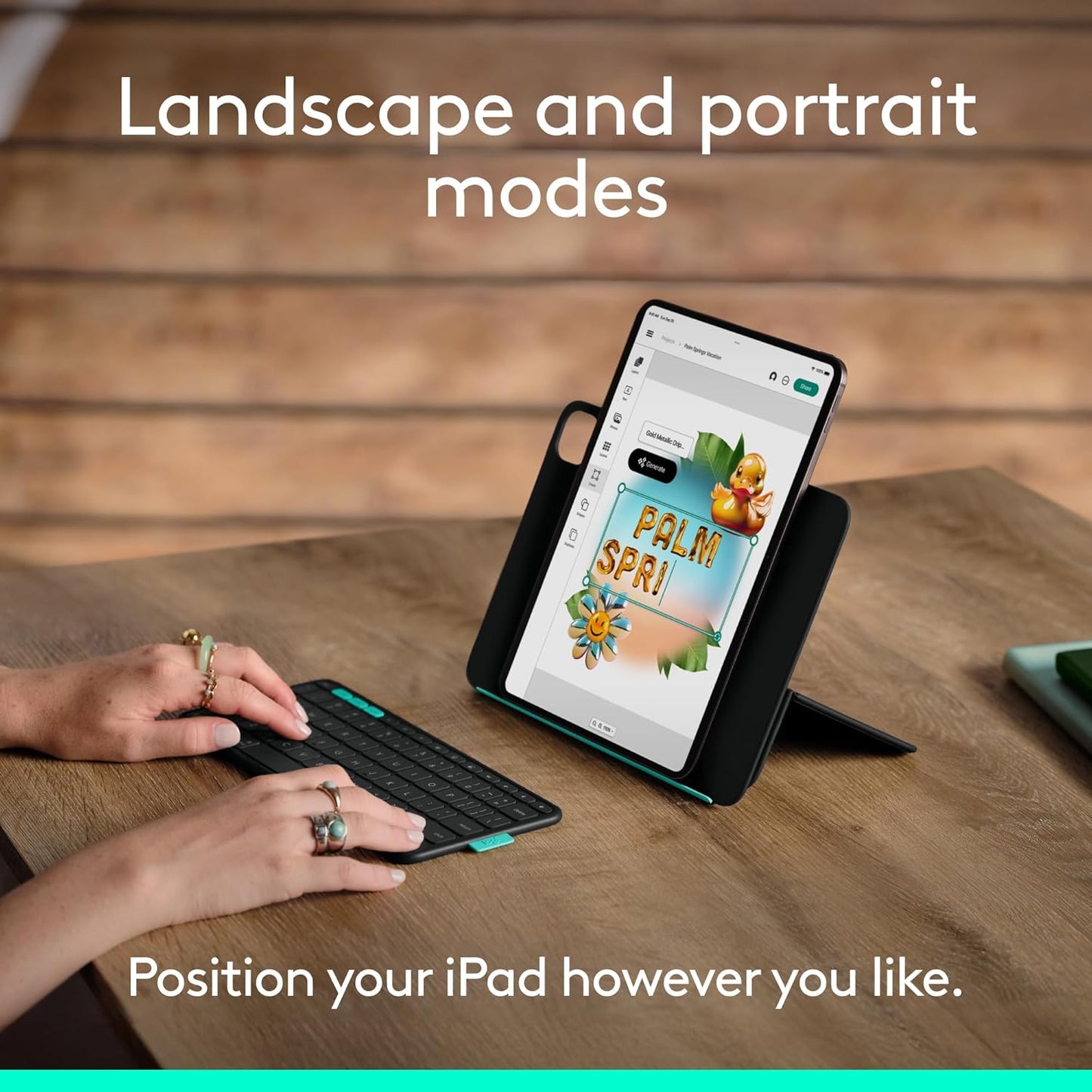 Logitech Flip Folio, Keyboard Case for iPad Pro 11-inch (M4) & iPad Air 11-inch (M2 & M3)(5th Gen - 2024) - Protective & Stowable Bluetooth Keyboard Case, Multi-Device - Midnight Black