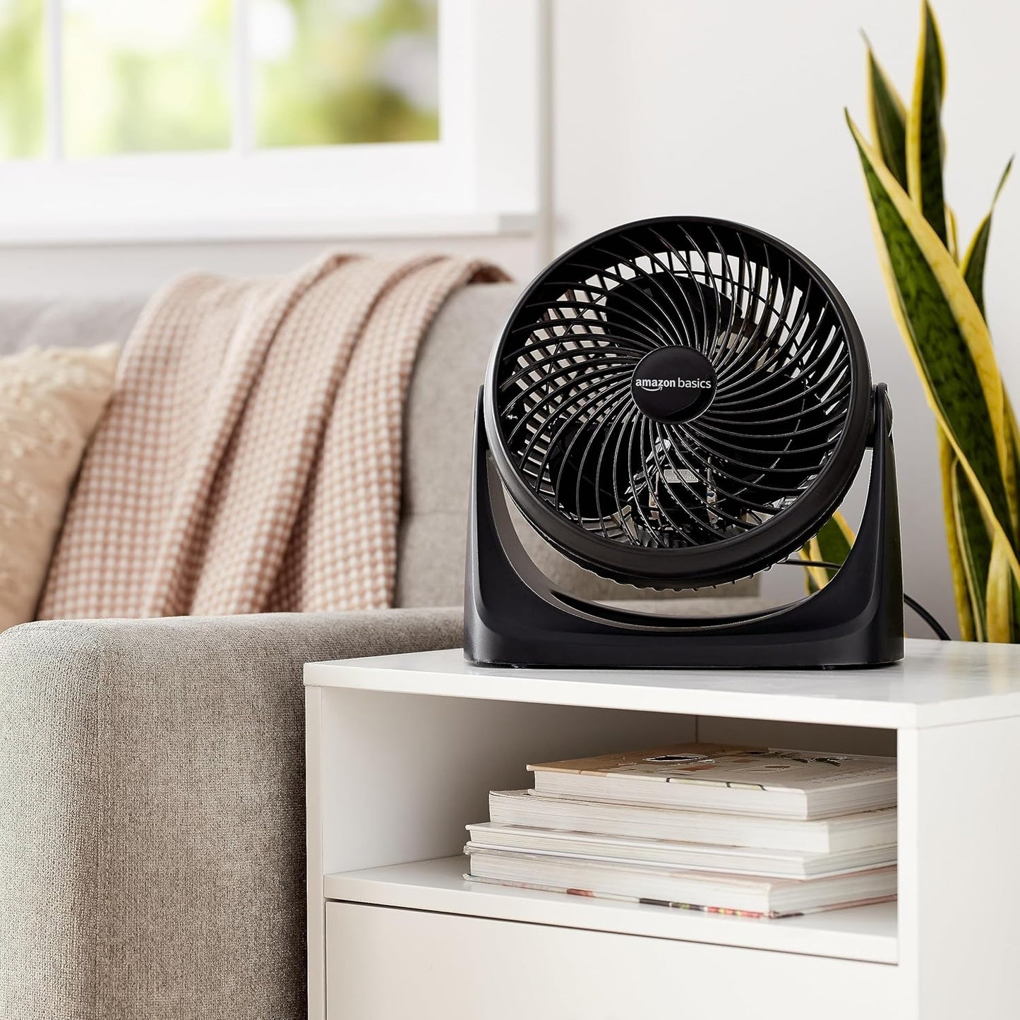 Amazon Basics Air Circulator Fan, Desk Fan for Bedroom, Home and Office, With 90-Degree Tilt Head, 3 Speed Settings, Lightweight (3 LBS), 35 Watts, Black, 11.1"W x 6.3"D x 10.9"H