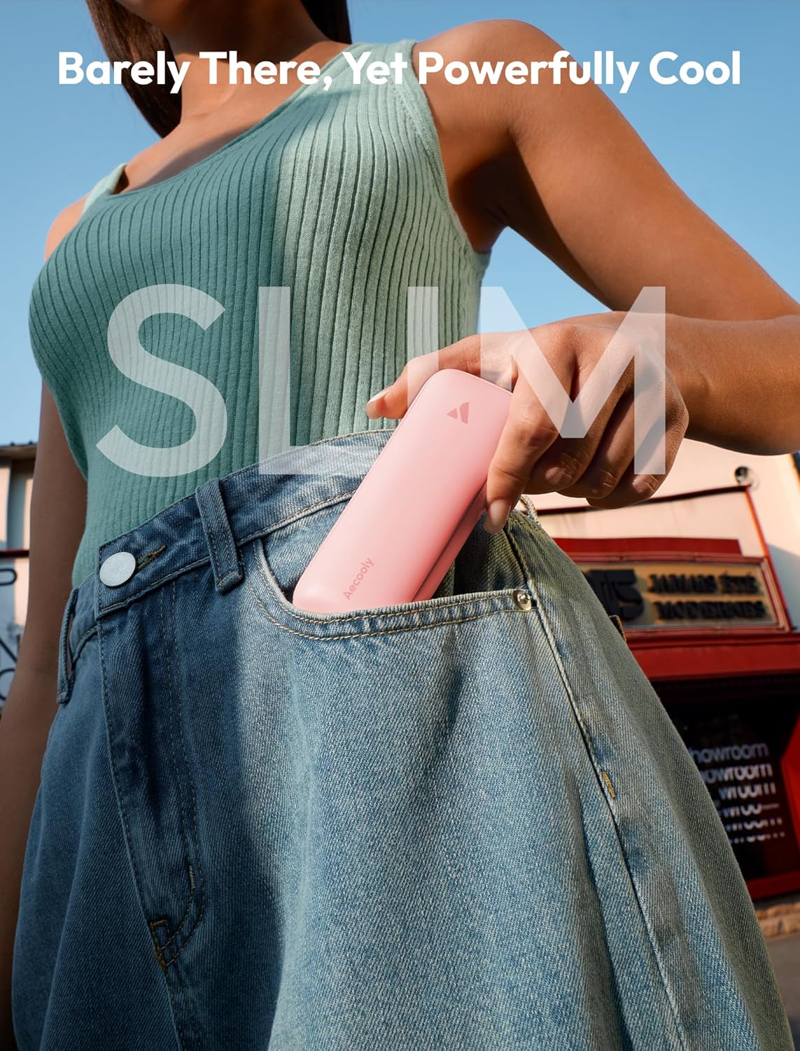 Aecooly Slim Portable Fan 2-Pack, Thin Handheld Fan, USB Rechargeable Mini Personal [24H Max Cooling Time], Battery Powered Small Foldable Pocket for Travel, Summer, Gifts for Women -Pink