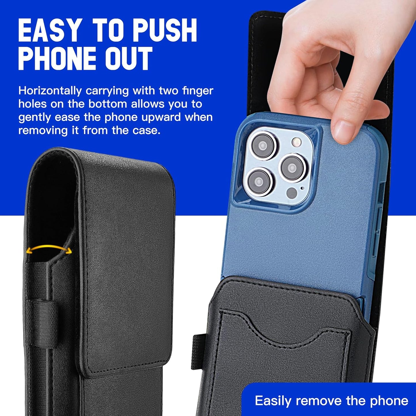 Mopaclle Vertical Cell Phone Holster with Belt Clip and Loop,Rugged Phone Belt Holder Compatible with iPhone 17 Pro iPhone 16, 15, 14 Pro, Galaxy S25, S24, S23 – Fits with Case On