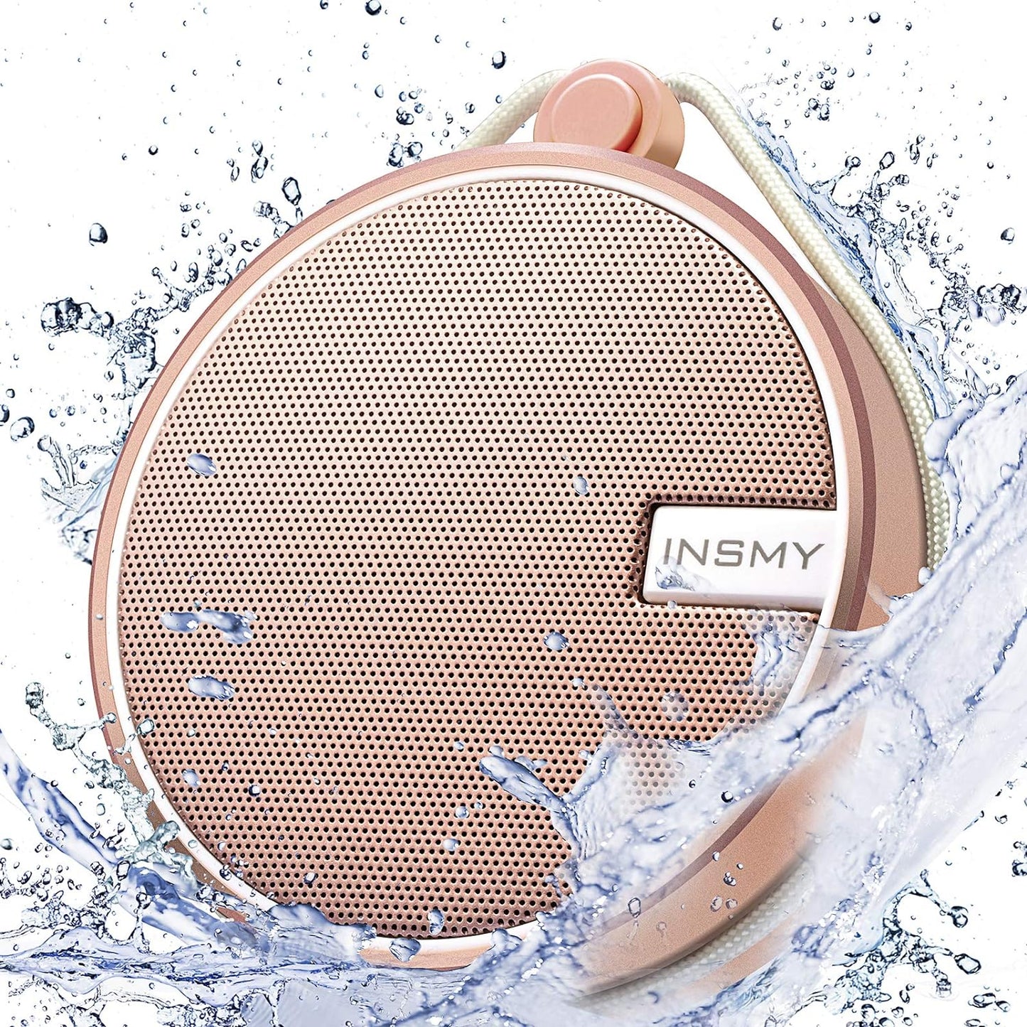 INSMY C12 IPX7 Waterproof Shower Bluetooth Speaker, Portable Small Speaker, Speakers Bluetooth Wireless Loud Clear Sound Support TF Card Suction Cup for Outdoor Kayak Canoe Beach Gift (Cashmere Pink)
