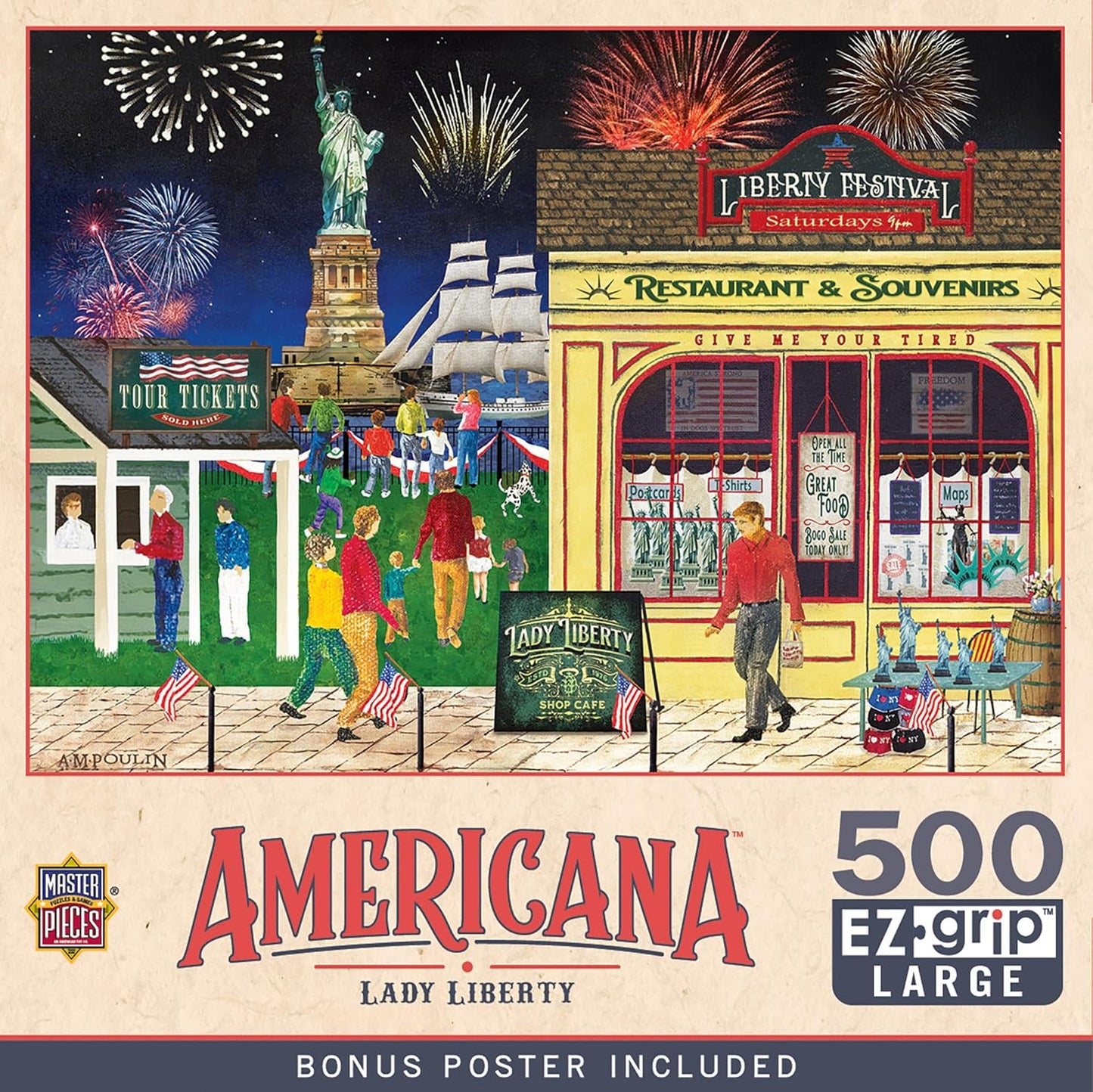 MasterPieces 500 Piece EZ Grip Jigsaw Puzzle for Adults, Family, Or Youth - Lady Liberty - 19.25"x26.75"