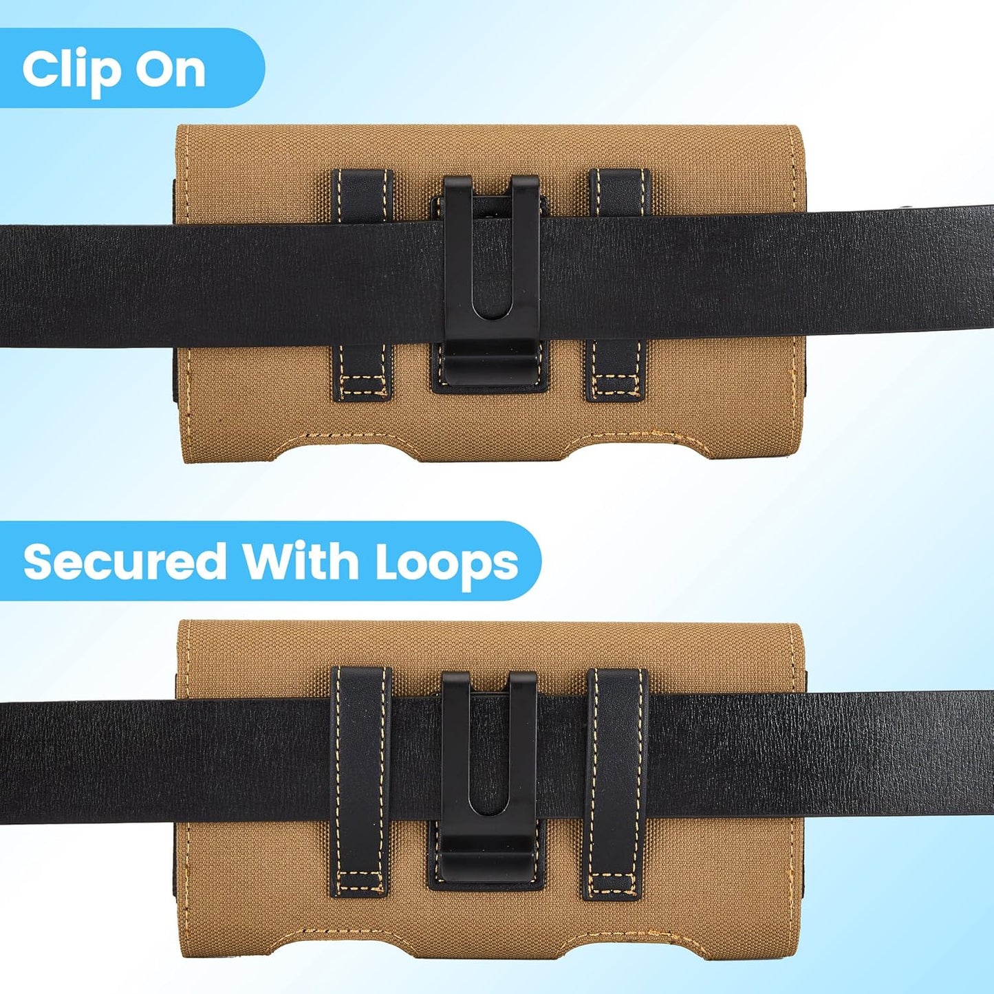 Mopaclle Nylon Horizontal Phone Holster for Men Belt, Magnetic Closure Cell Phone Belt Holder with Metal Clip and Dual Belt Loops for iPhone 13 mini, 12 mini, SE 2022, SE 2020, iPhone 8, 7, 6S, 6