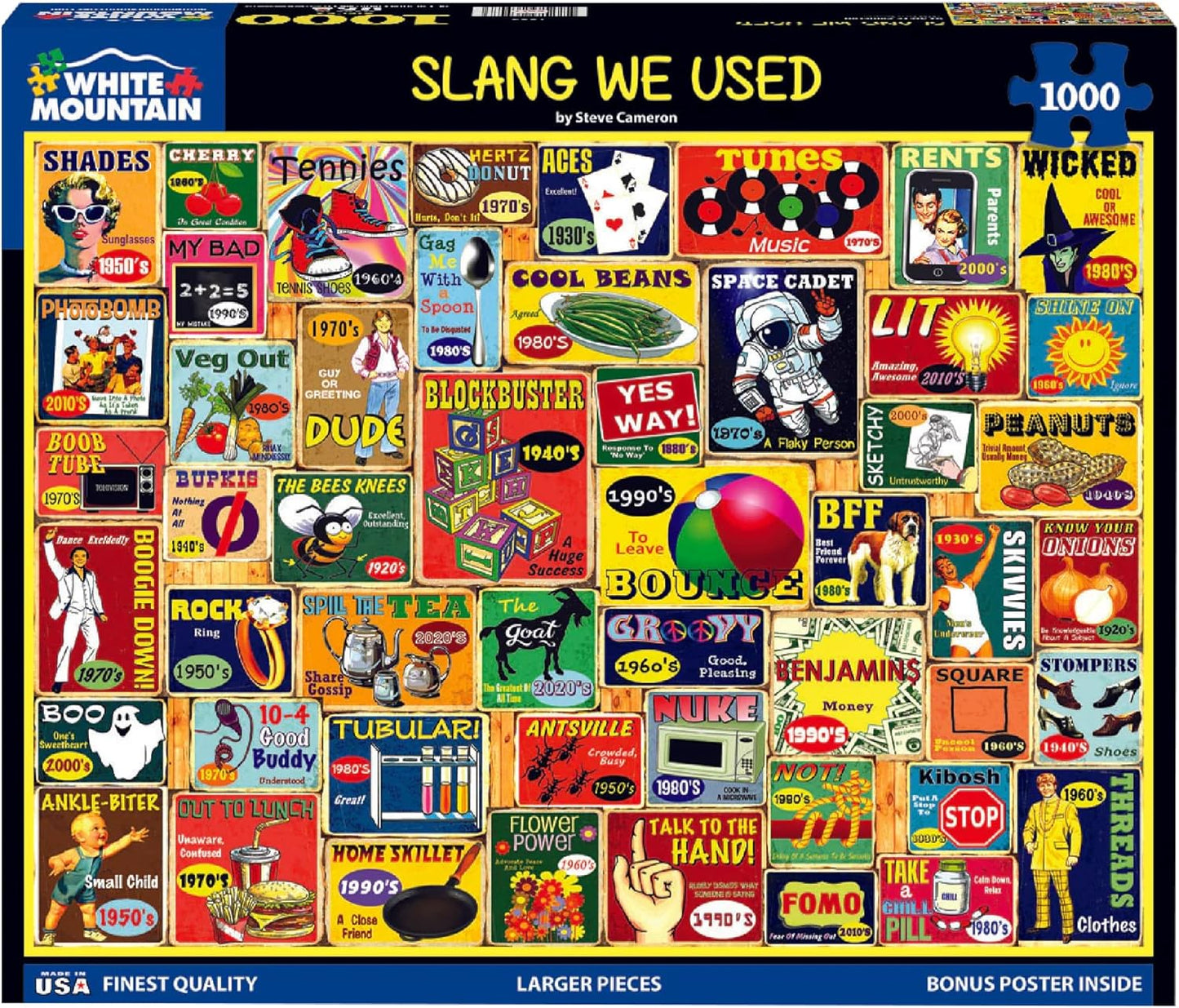 White Mountain Slang We Used Jigsaw Puzzles 1000 Pieces for Adults Children Grandparents Fun Collage Puzzles for Family
