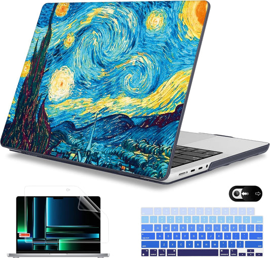 Mektron Case for MacBook Pro 16" M4 A3403 A3186 M3 A2991 M2 A2780 M1 A2485 (2021/2023/2024) Pro/Max with Touch ID, Hard Shell Plastic Laptop Cover Keyboard Cover Screen Protector, Abstract Starry Sky