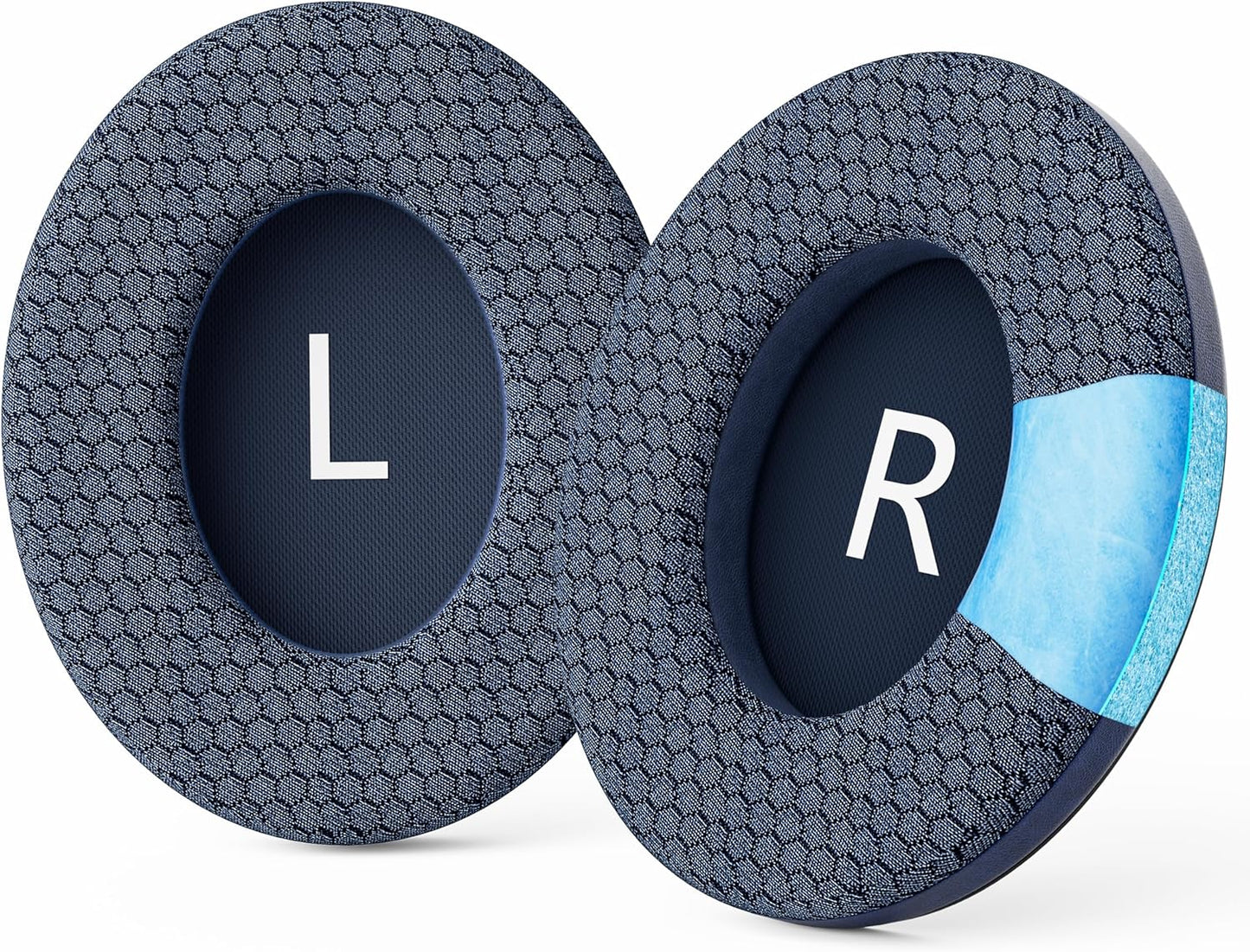 Cooling Gel Headphones Replacement Ear Pads for Bose Quiet Comfort QC35, Mesh Soccer Net Fabric Breathable Sports Fabric, Extra Thick & Cooler for Longer, Softer Memory Foam - Blue