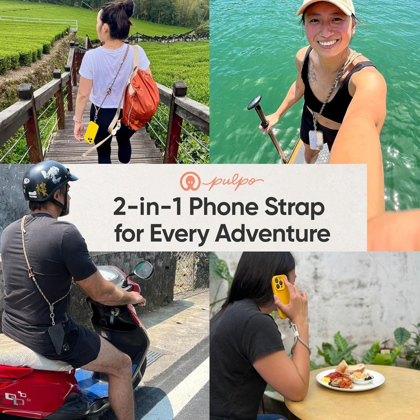 Pulpo 2-in-1 Cell Phone Wrist Strap and Lanyard Green & Orange - Anti Theft Phone Lanyard for Men & Women, Wrist Straps for Phones, Lanyards for Smartphones, Adjustable Cellphone Leash & Strap Tether