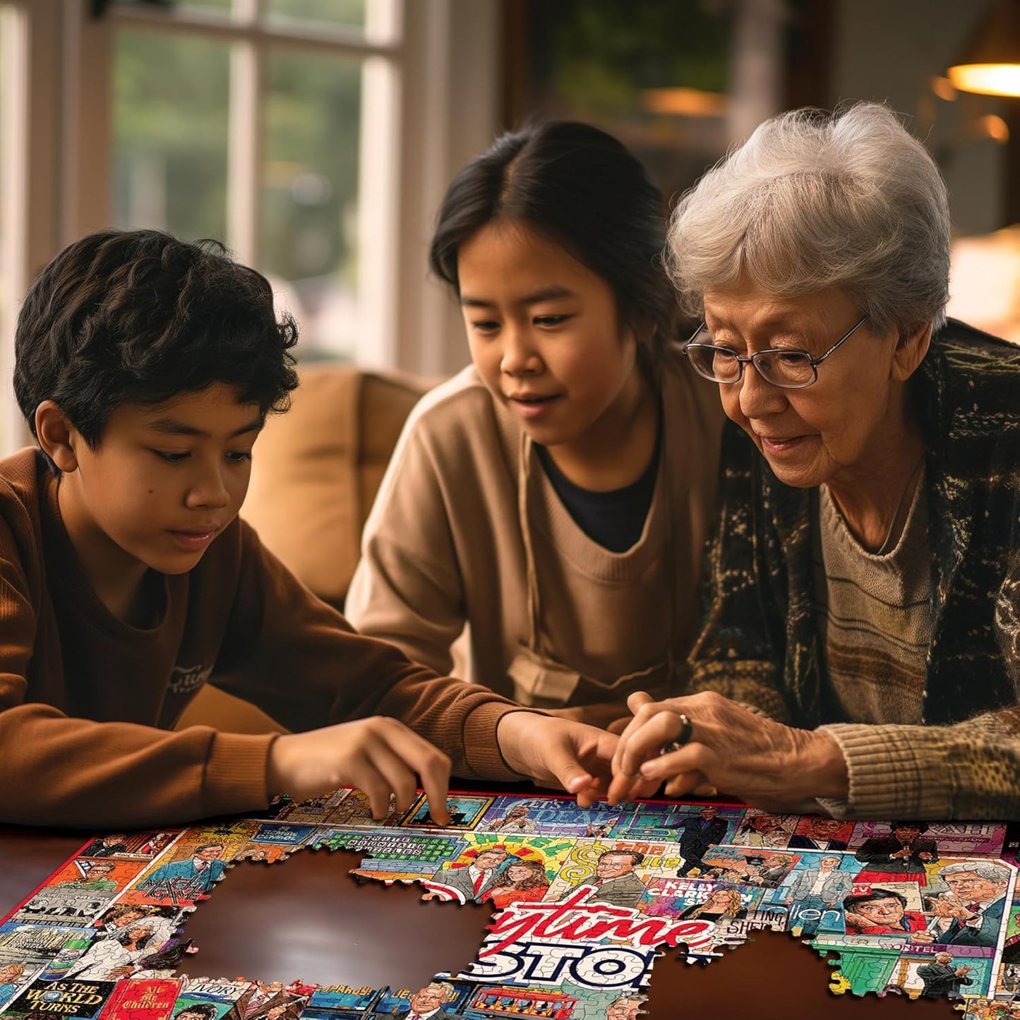 White Mountain Daytime TV History Puzzle 1000 Piece Retro Collage Jigsaw Puzzle for Adult Grandparents