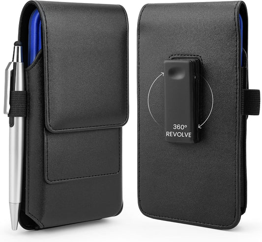BECPLT Phone Holster for Galaxy S25 Ultra S24/S23/S22/S21/S20 Ultra Leather Belt Case 360 Rotating Pouch Holster Belt Clip Case Holder Black