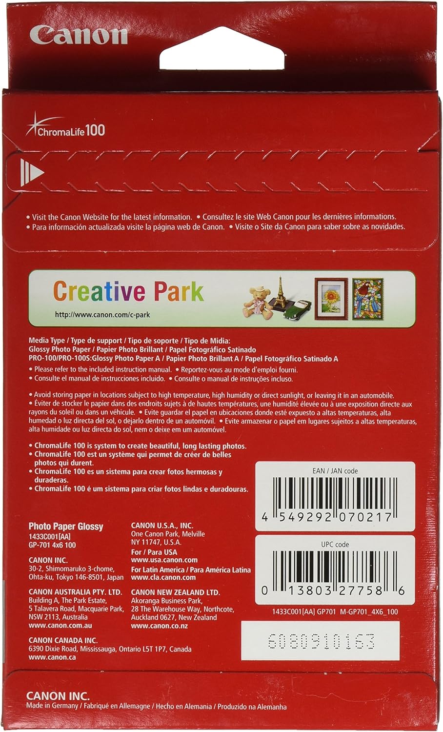 Canon PGI-280XL/CLI-281 5 Color Pack Compatible to TR8520, TR7520, TS9120 Series,TS8120 Series, TS6120 Series and CanonInk Glossy Photo Paper 4"x 6" 100 Sheets (1433C001)