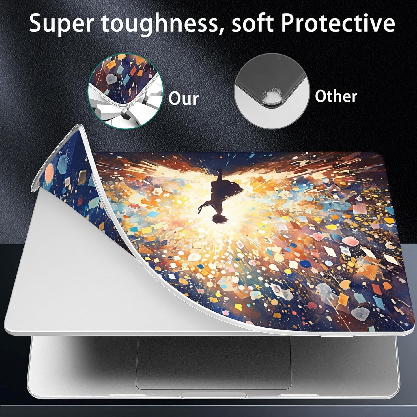 for MacBook Pro 16 inch Case 2021 2022 2023 2024 Release A3186 A3403 M4 A2991 M3 A2780 M2 A2485 M1 Pro/Max, Hard Shell Case with Screen Protector & Keyboard Cover, Colorful Lights & Stars