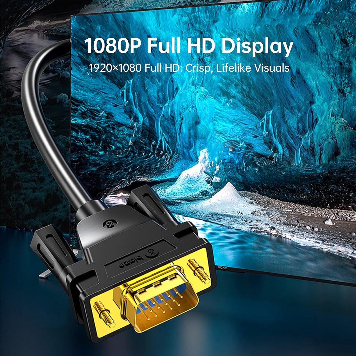 DVI to VGA Cable 6ft/1.8m [DVI-I 24+5 Pin Male to VGA Male] - Gold-Plated Connector for PC, Monitor, Projector - Compatible with Desktop, Laptop, GPU