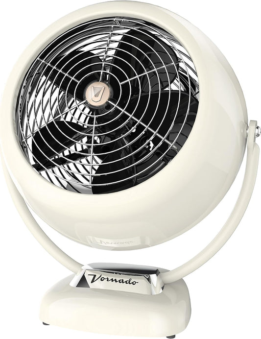 Vornado VFAN™ Sr. Vintage Fan, Large Retro Metal Air Circulator for Cooling & Decor, 3 Speeds, Adjustable Tilt, Durable Construction, Powerful Cooling Airflow, Floor Fan for Home, Vintage White