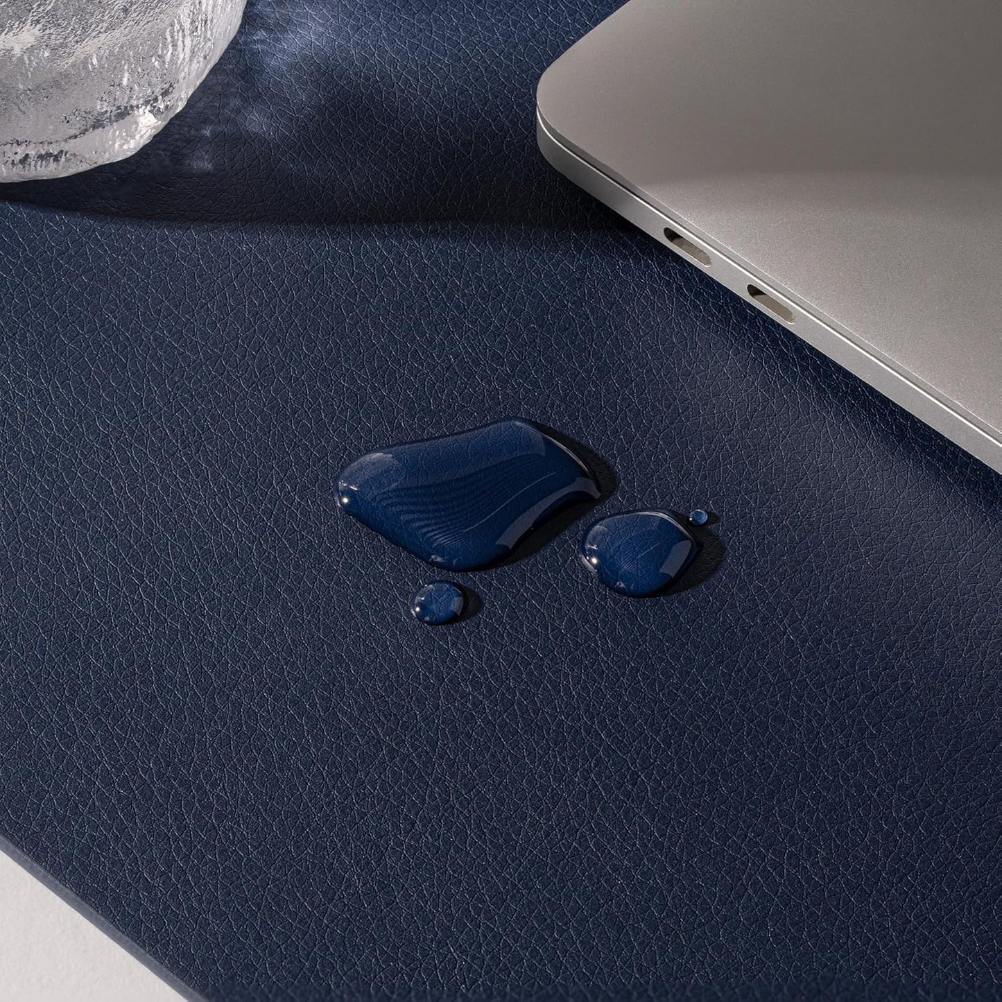 Nekmit Leather Desk Blotter Pad 36 x 20 Inches, Flat, Non-Slip, Waterproof, Blue