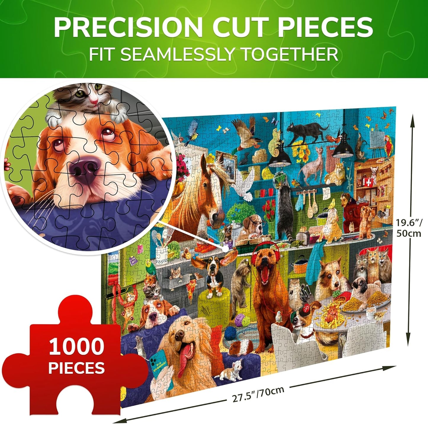 QUOKKA Jigsaw Puzzles 1000 Pieces for Adults - Puzzles for Men and Women - Funny Animals for Kids Ages 8-12 - Animals Party