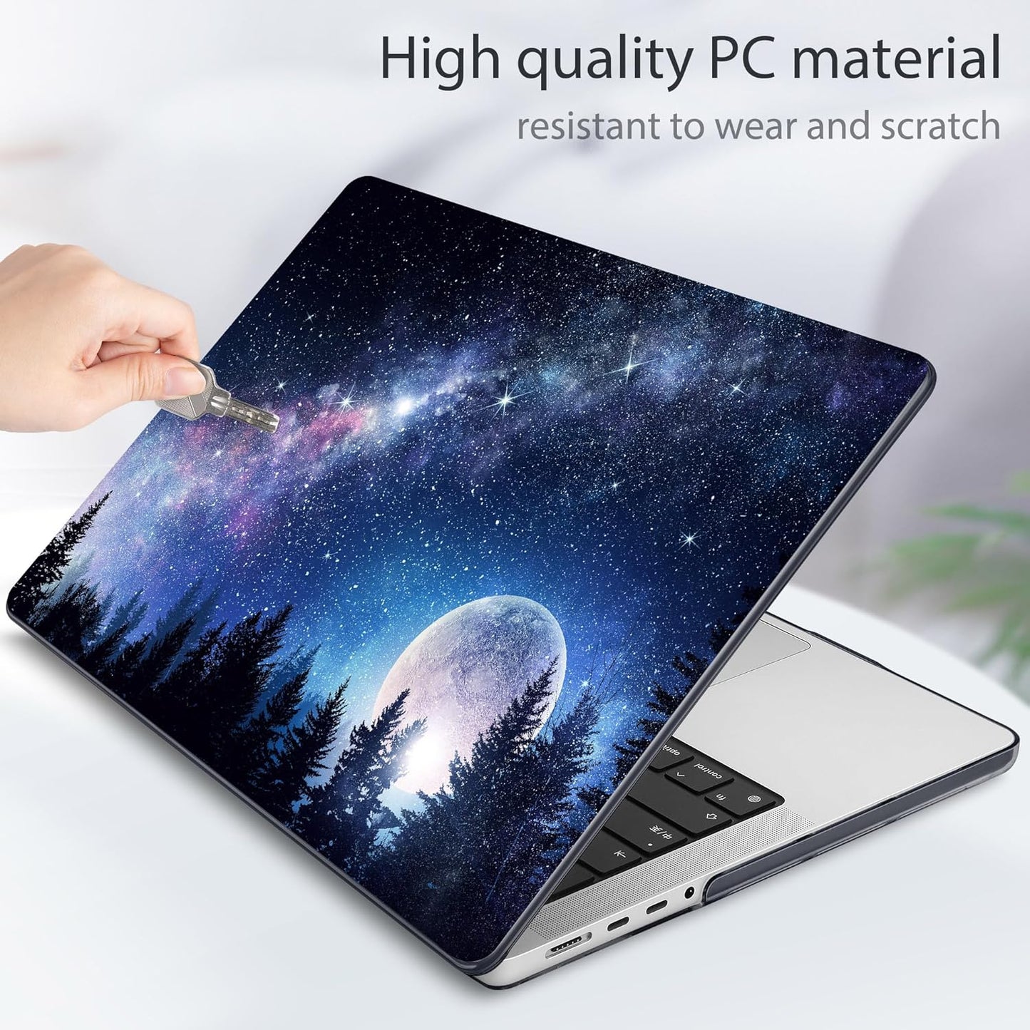 Tuiklol for M4 MacBook Pro 14 Inch Case 2024-2021 Release A3112 A3401 A3185/M3 A2918 A2992/M2 A2779/M1 A2442 Pro/Max Chip,Hard Shell Case with Screen Protector for Touch ID, Moonlight